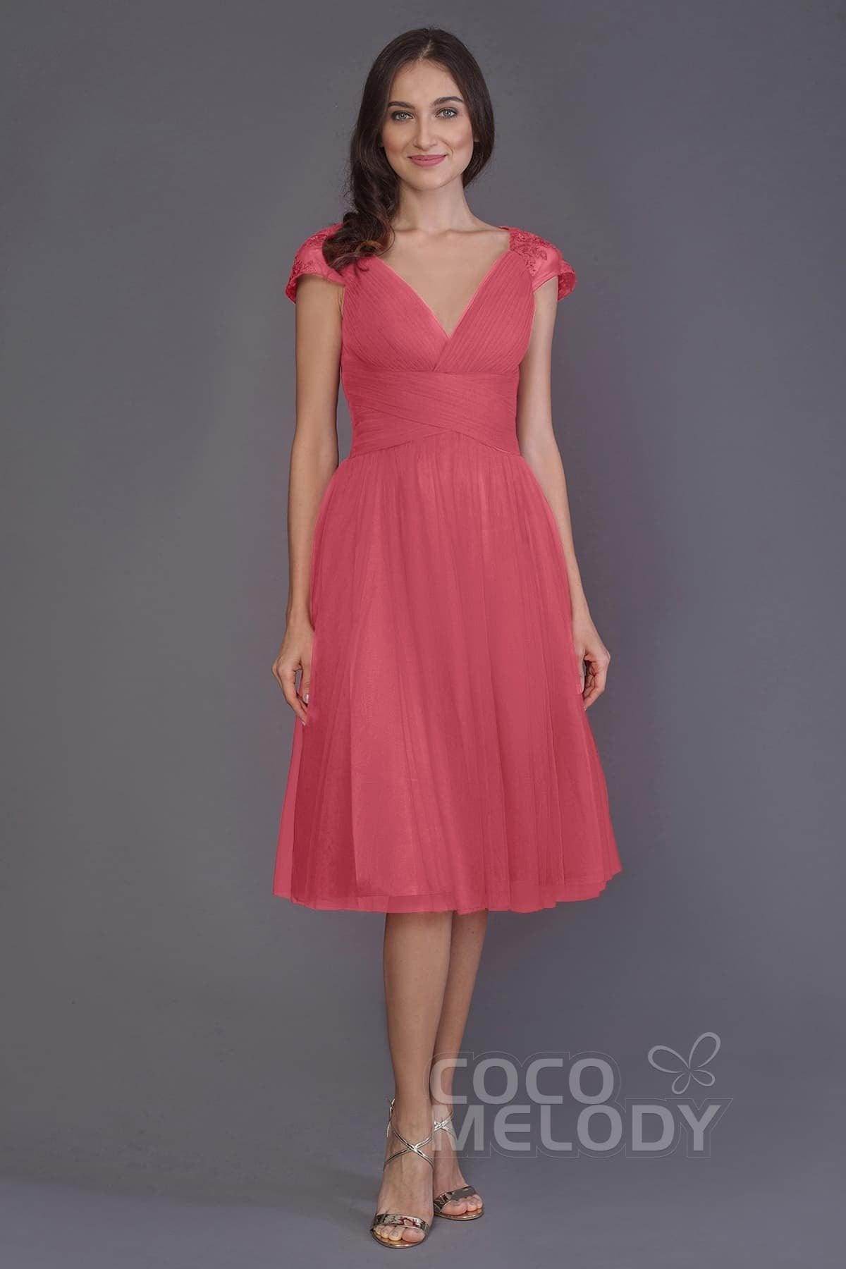 A-Line Knee Length Tulle Bridesmaid Dress PR3515 - COCOMELODY