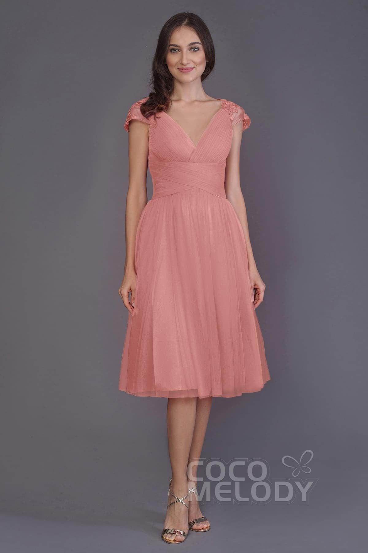 A-Line Knee Length Tulle Bridesmaid Dress PR3515 - COCOMELODY