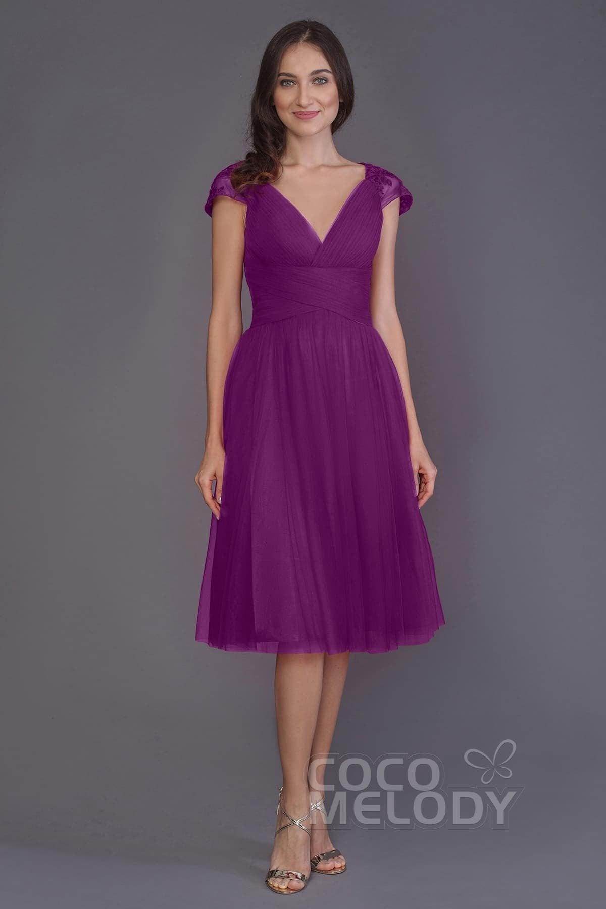 A-Line Knee Length Tulle Bridesmaid Dress PR3515 - COCOMELODY