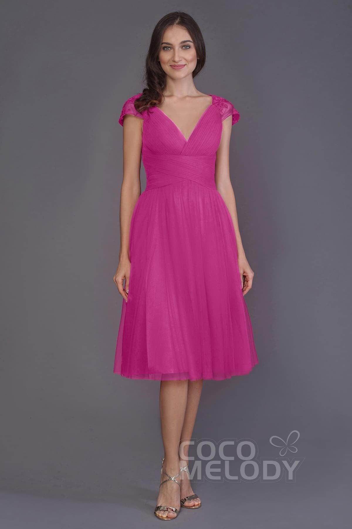 A-Line Knee Length Tulle Bridesmaid Dress PR3515 - COCOMELODY