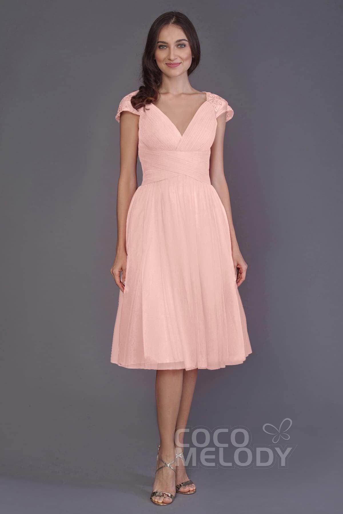 A-Line Knee Length Tulle Bridesmaid Dress PR3515 - COCOMELODY