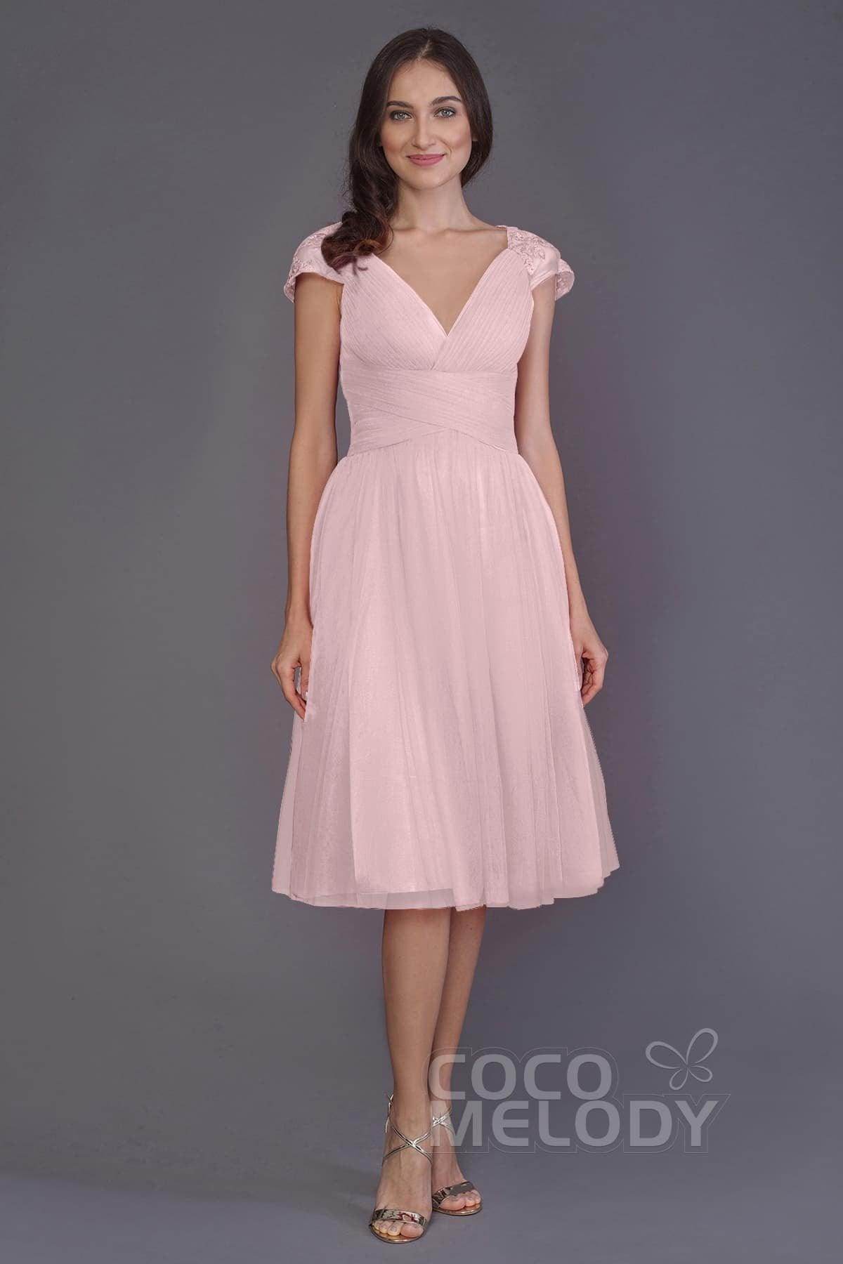 A-Line Knee Length Tulle Bridesmaid Dress PR3515 - COCOMELODY