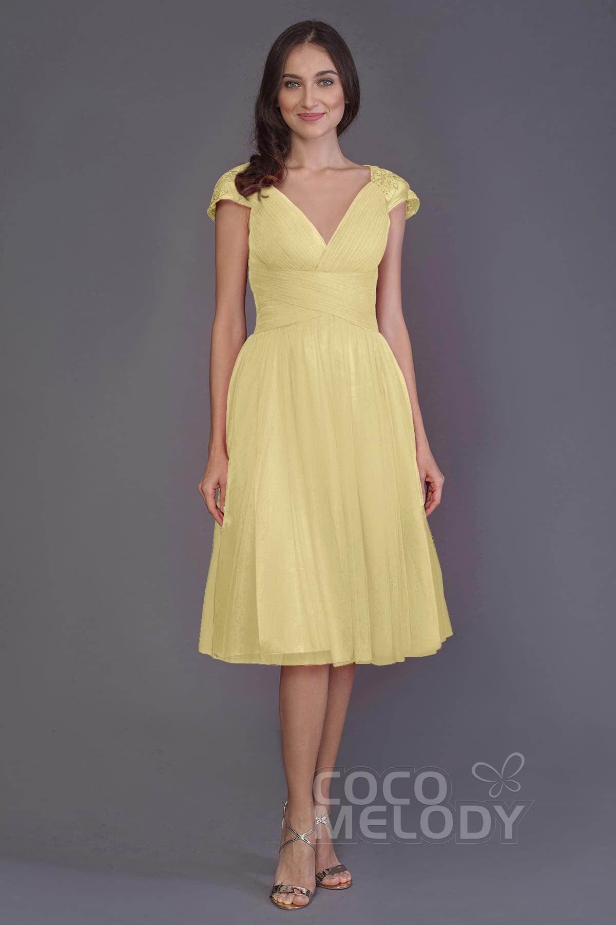 A-Line Knee Length Tulle Bridesmaid Dress PR3515 - COCOMELODY