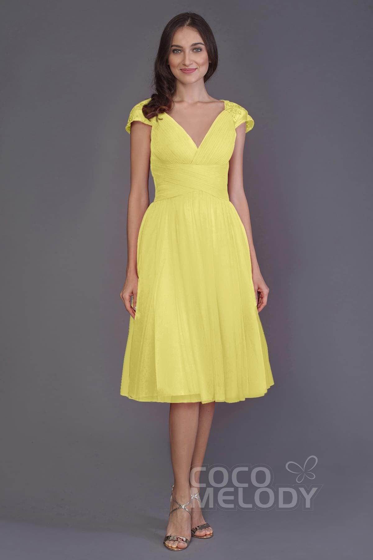 A-Line Knee Length Tulle Bridesmaid Dress PR3515 - COCOMELODY