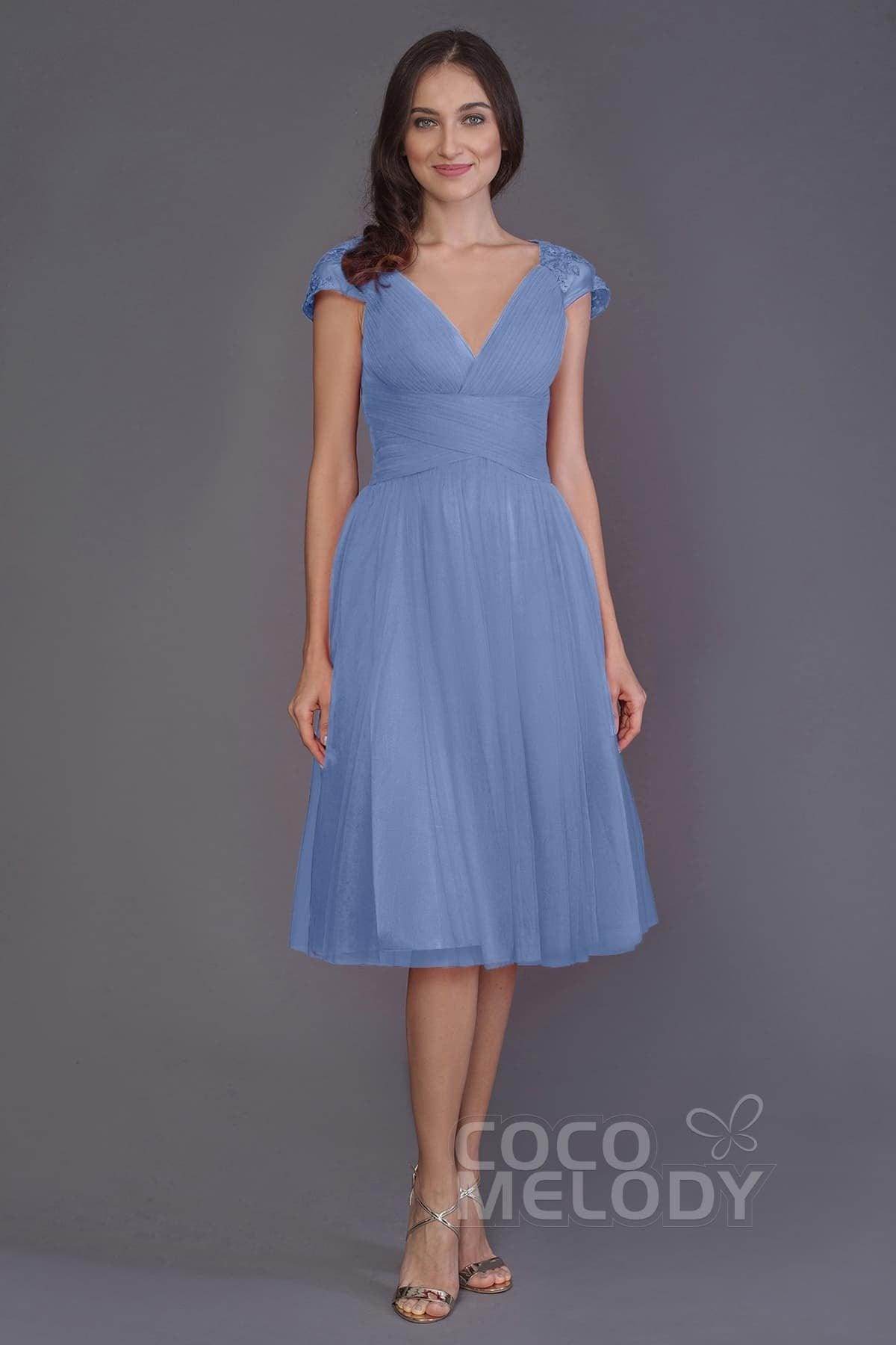 A-Line Knee Length Tulle Bridesmaid Dress PR3515 - COCOMELODY