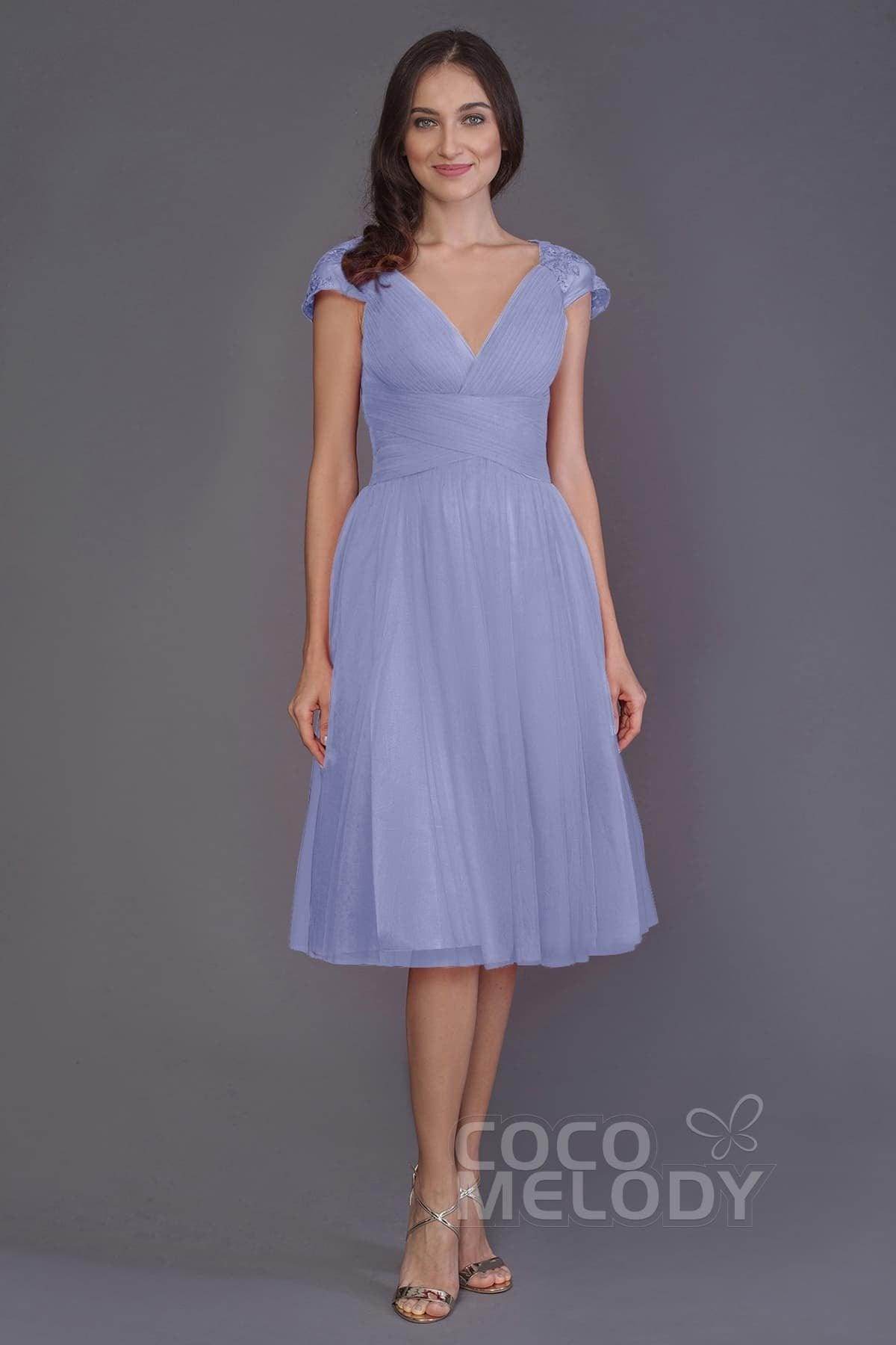 A-Line Knee Length Tulle Bridesmaid Dress PR3515 - COCOMELODY