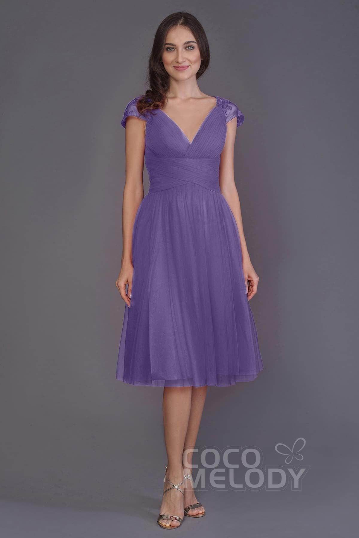 A-Line Knee Length Tulle Bridesmaid Dress PR3515 - COCOMELODY