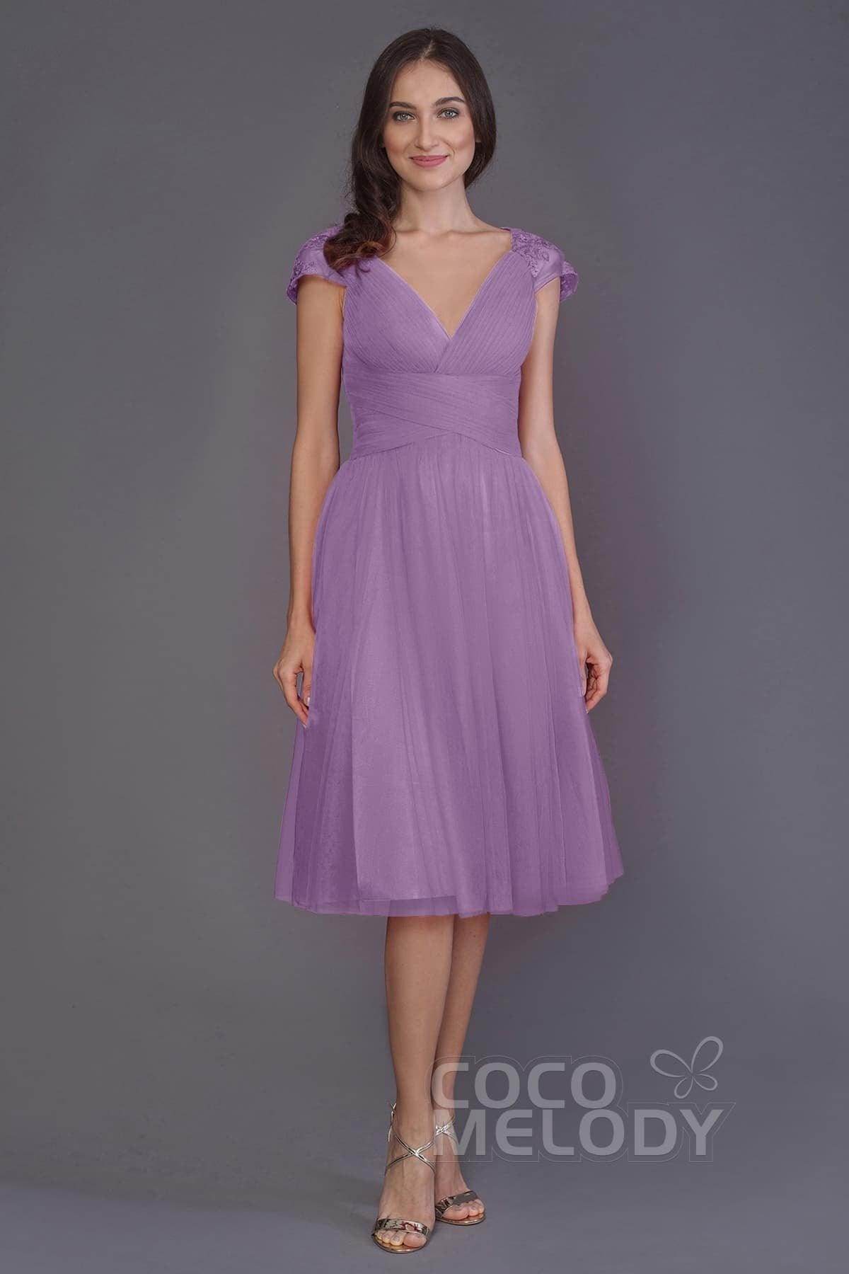 A-Line Knee Length Tulle Bridesmaid Dress PR3515 - COCOMELODY