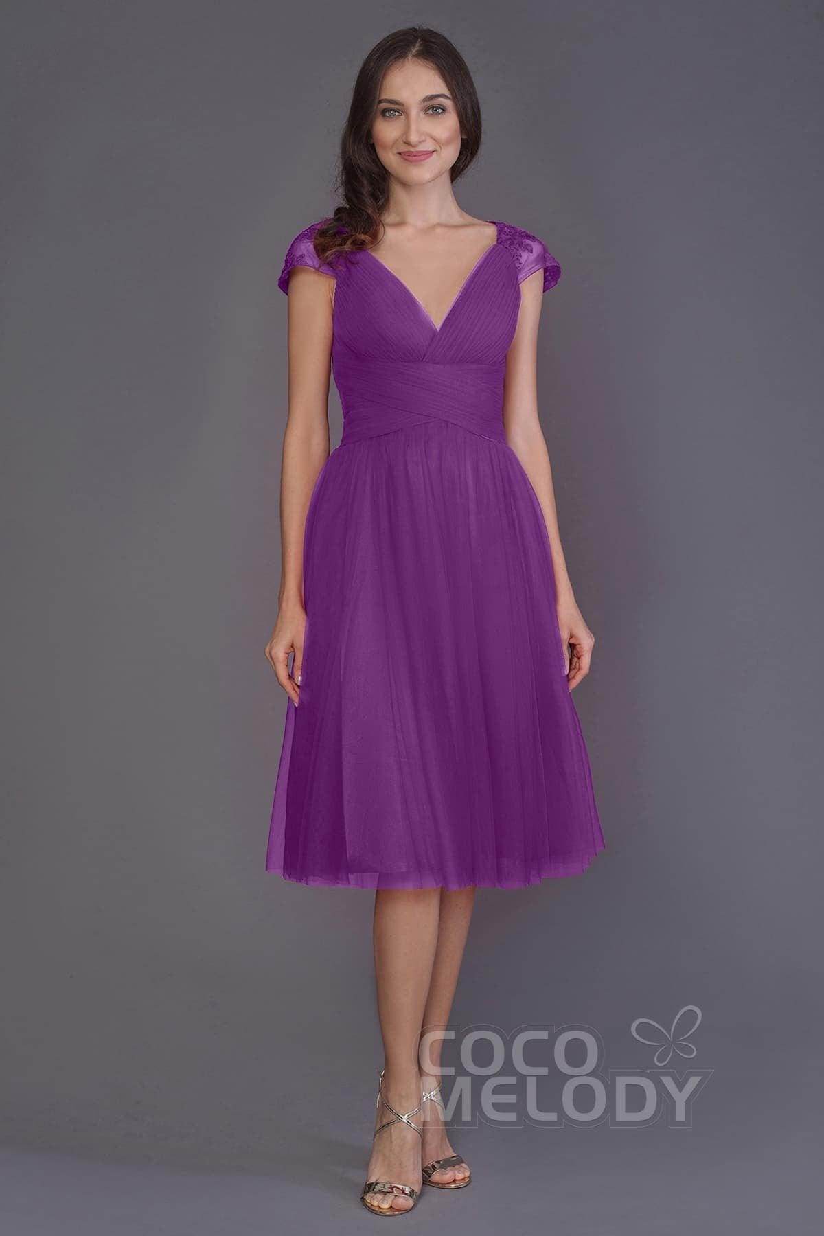 A-Line Knee Length Tulle Bridesmaid Dress PR3515 - COCOMELODY