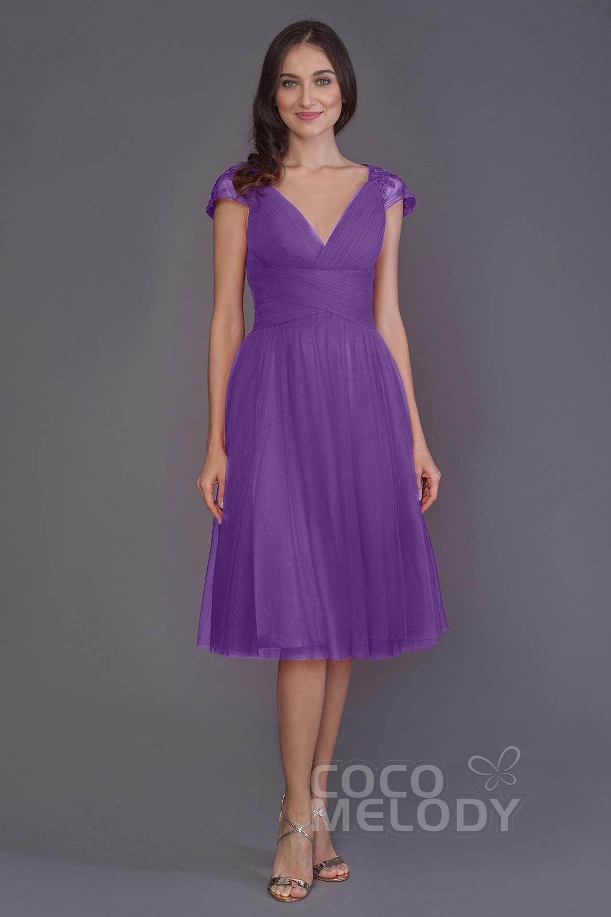 A-Line Knee Length Tulle Bridesmaid Dress PR3515 - COCOMELODY