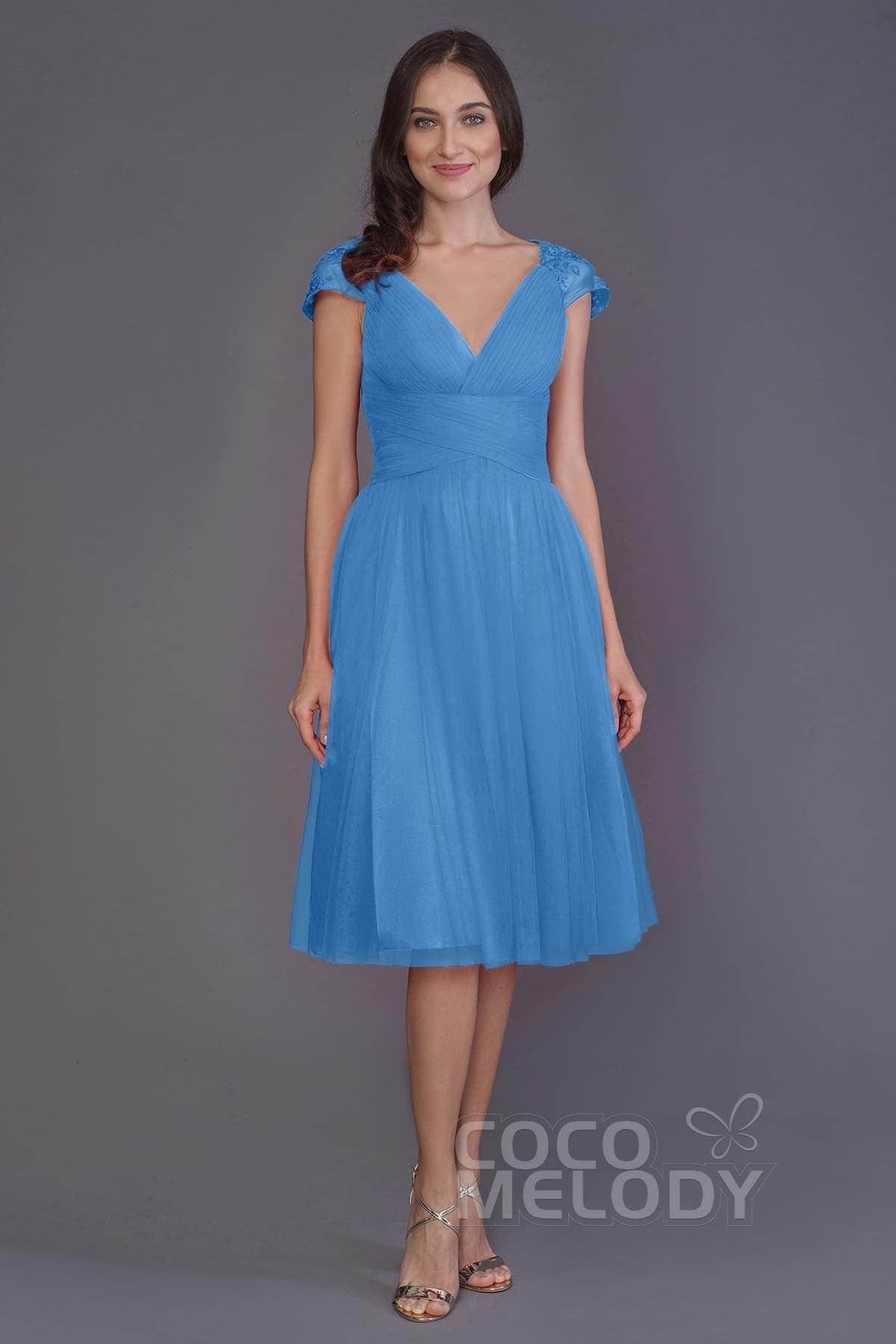 A-Line Knee Length Tulle Bridesmaid Dress PR3515 - COCOMELODY