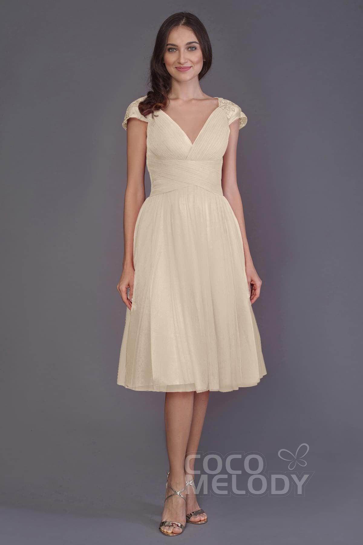 A-Line Knee Length Tulle Bridesmaid Dress PR3515 - COCOMELODY