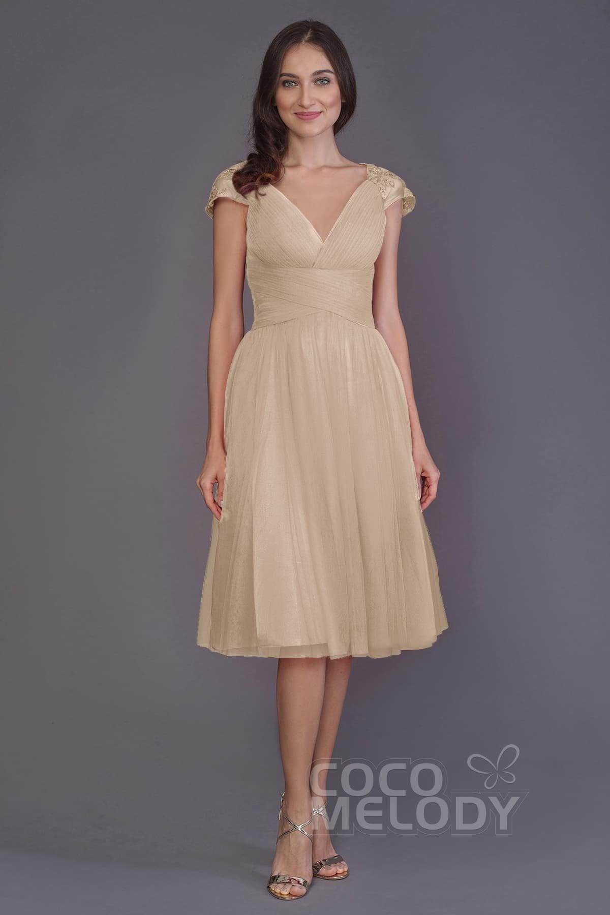 A-Line Knee Length Tulle Bridesmaid Dress PR3515 - COCOMELODY