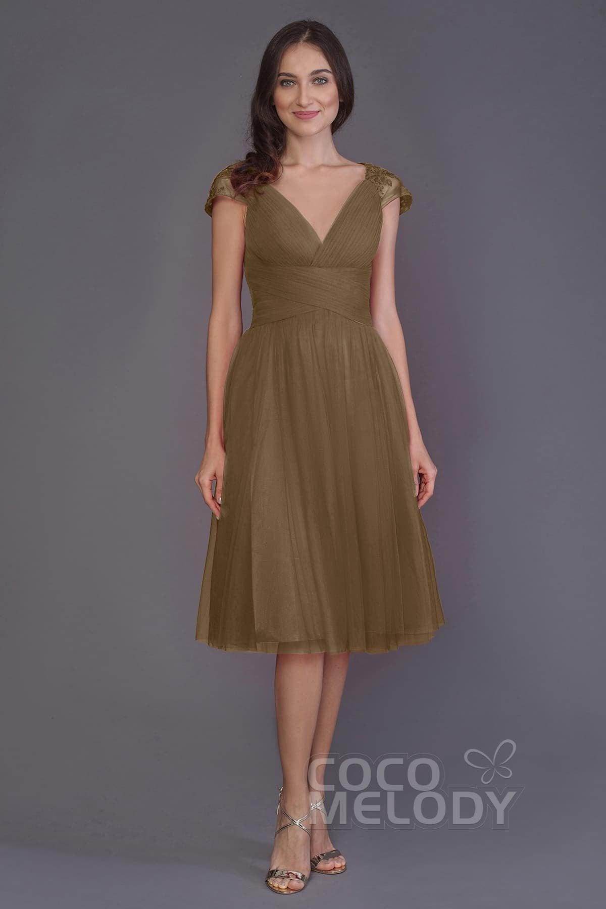 A-Line Knee Length Tulle Bridesmaid Dress PR3515 - COCOMELODY