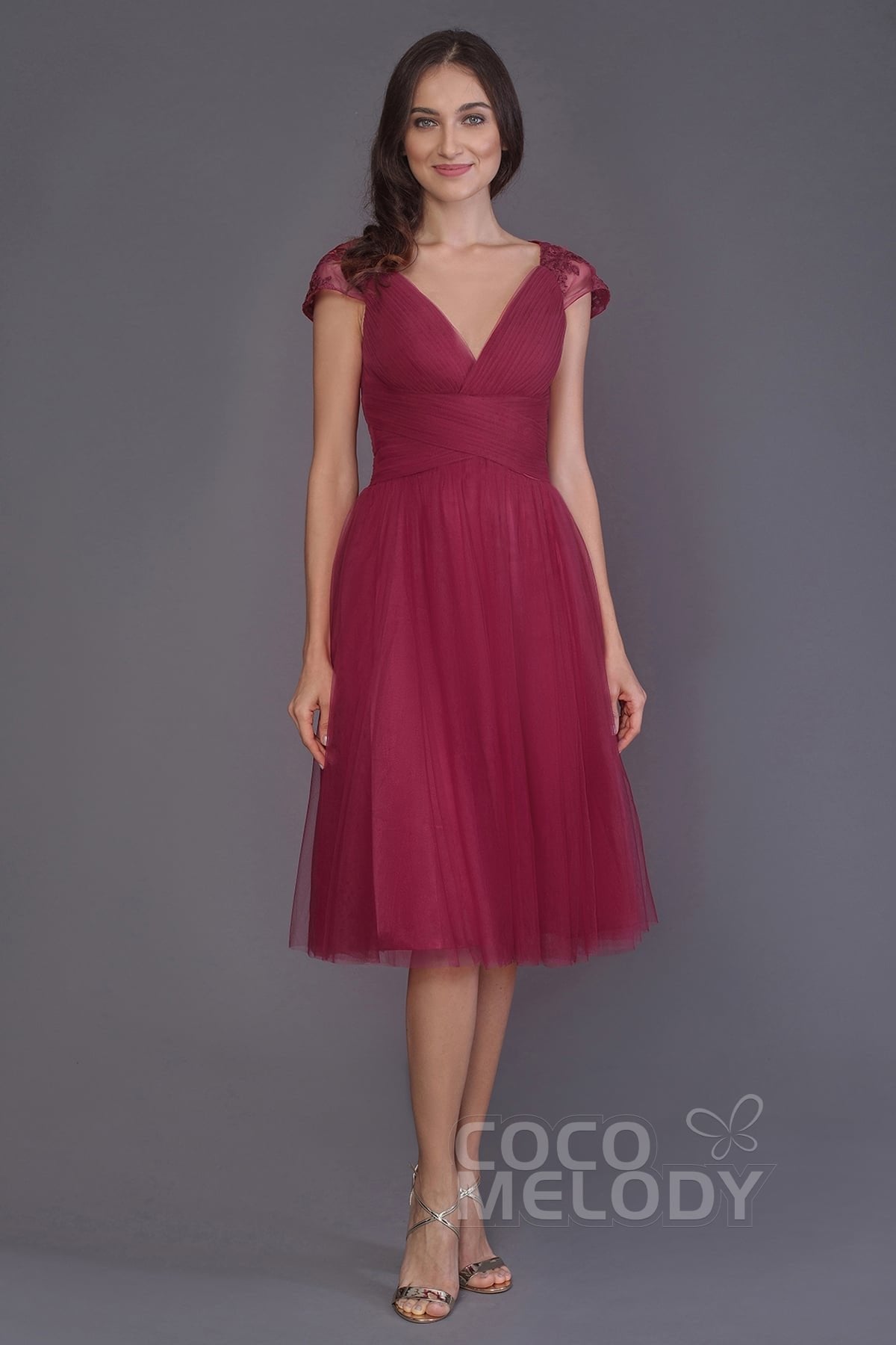 A-Line Knee Length Tulle Bridesmaid Dress PR3515