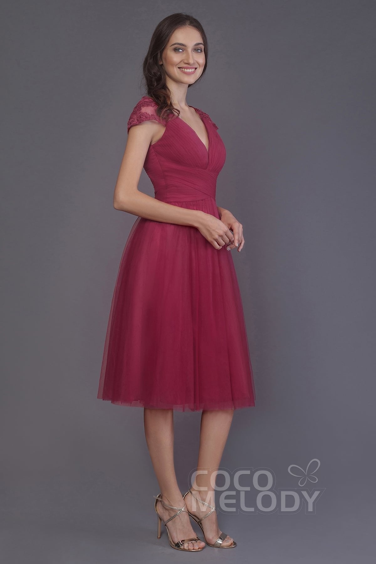 A-Line Knee Length Tulle Bridesmaid Dress PR3515