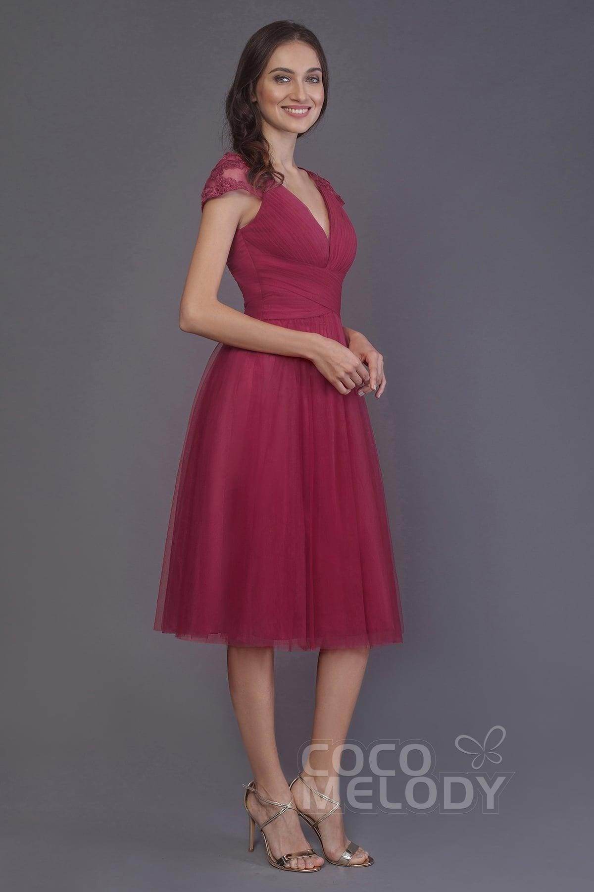 A-Line Knee Length Tulle Bridesmaid Dress PR3515 - COCOMELODY