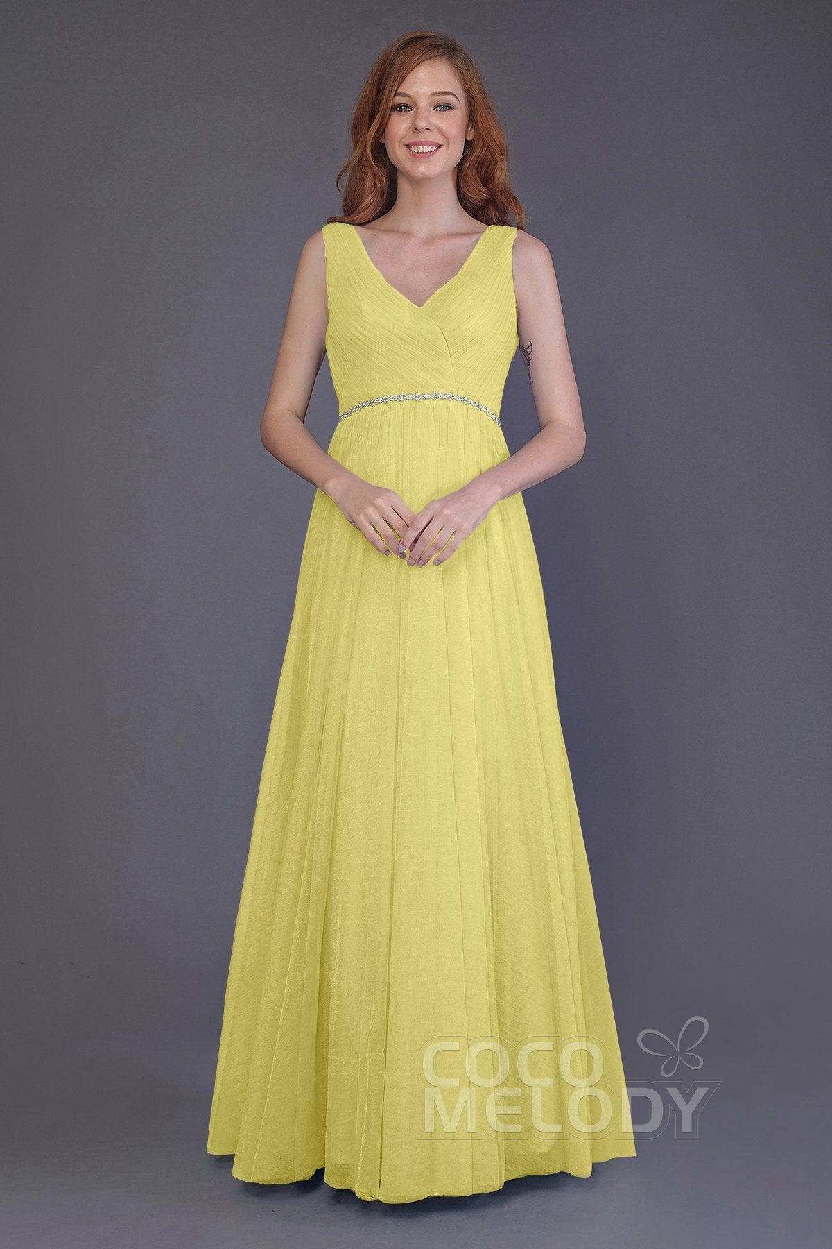 Sheath-Column Floor Length Tulle Bridesmaid Dress PR3518 - COCOMELODY