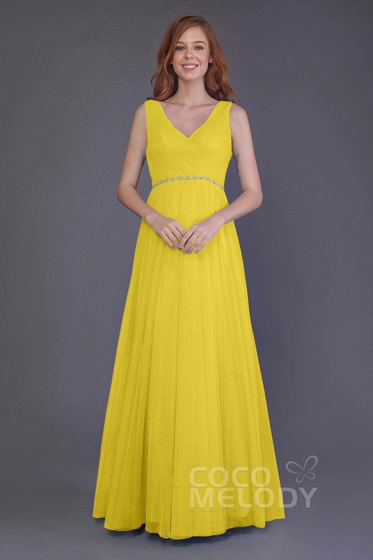 Sheath-Column Floor Length Tulle Bridesmaid Dress PR3518 - COCOMELODY