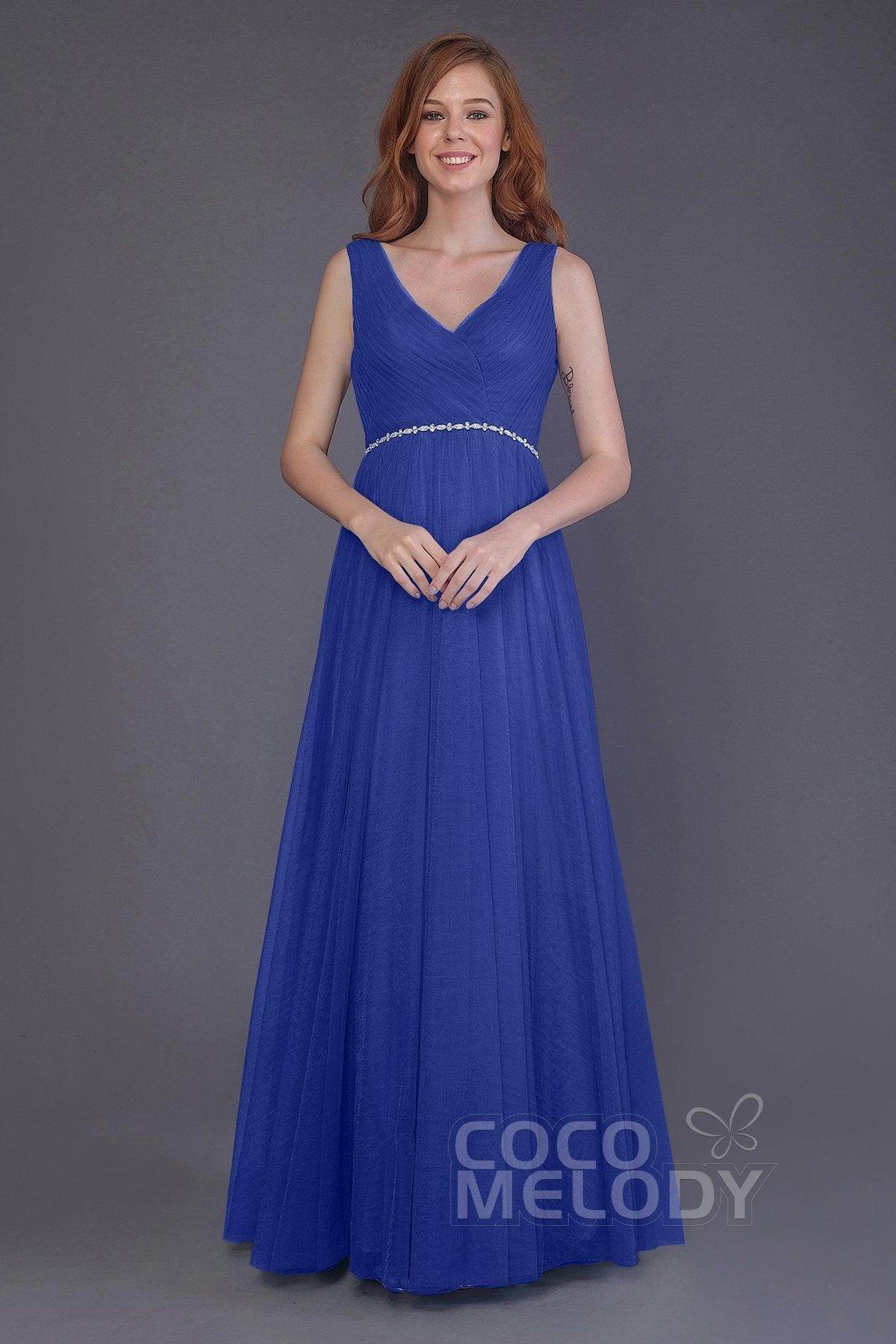Sheath-Column Floor Length Tulle Bridesmaid Dress PR3518 - COCOMELODY