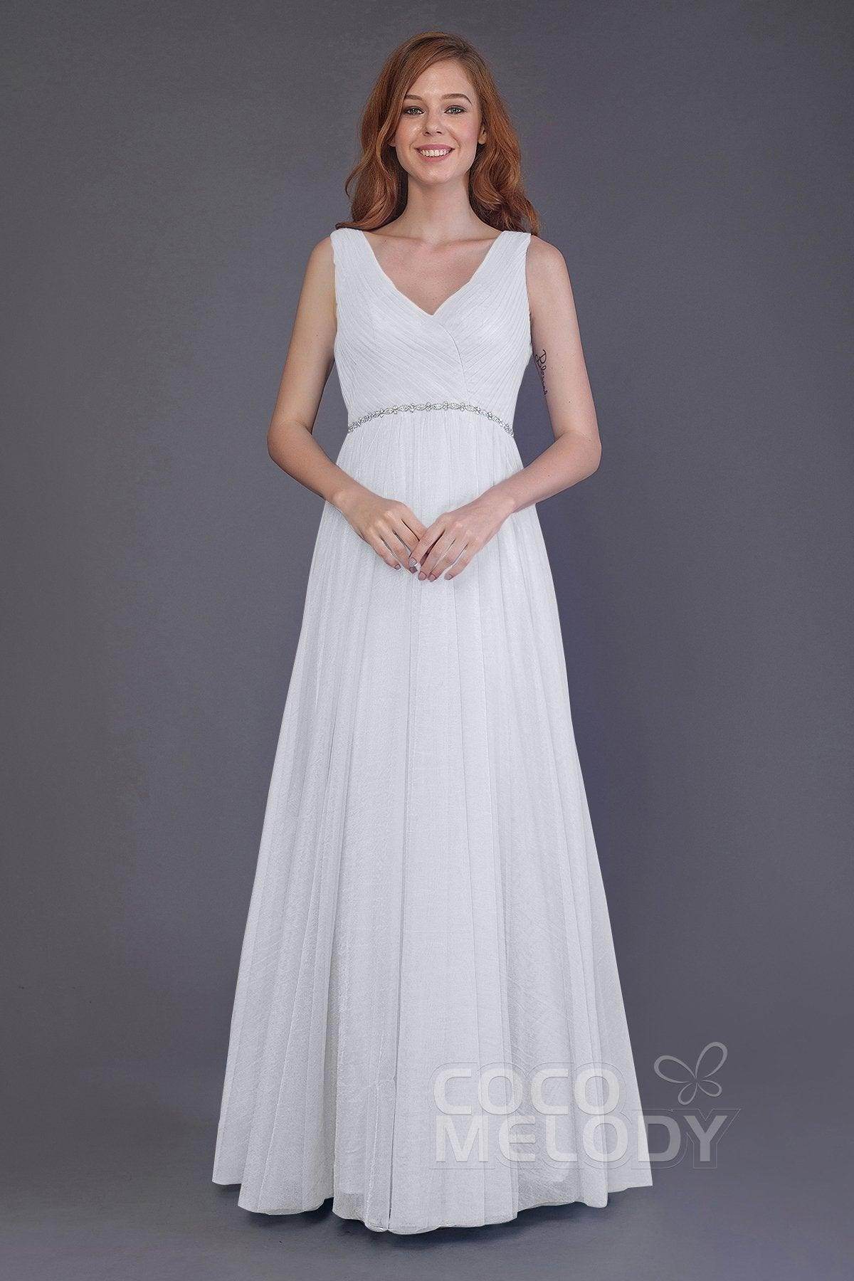 Sheath-Column Floor Length Tulle Bridesmaid Dress PR3518 - COCOMELODY