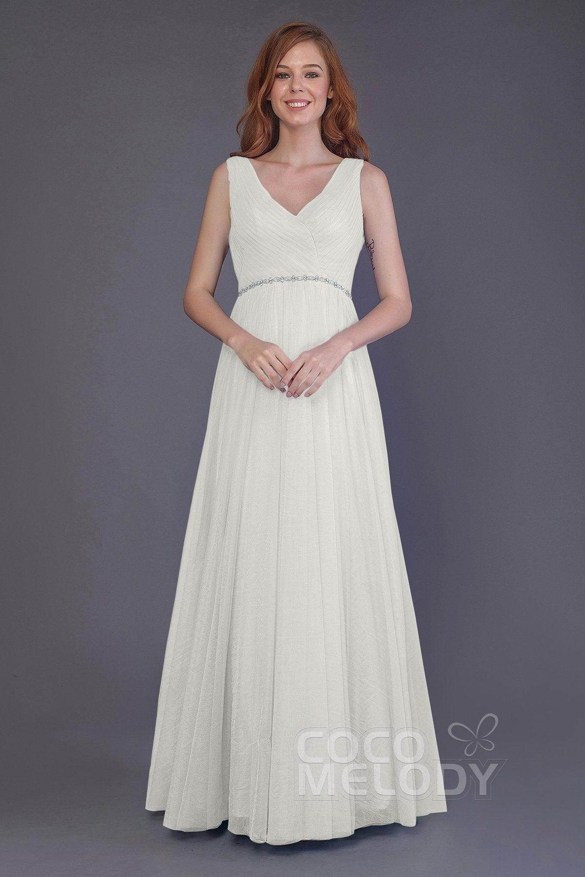 Sheath-Column Floor Length Tulle Bridesmaid Dress PR3518 - COCOMELODY