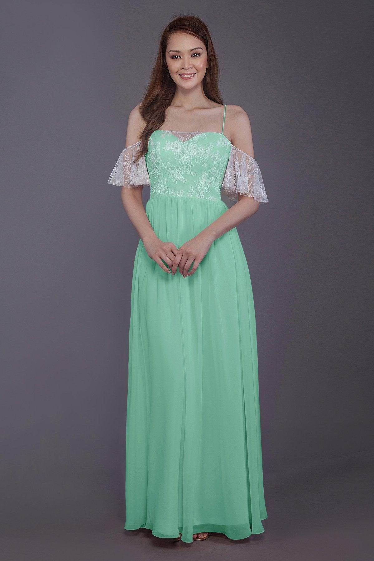 Sheath-Column Floor Length Chiffon Bridesmaid Dress PR3521 - COCOMELODY