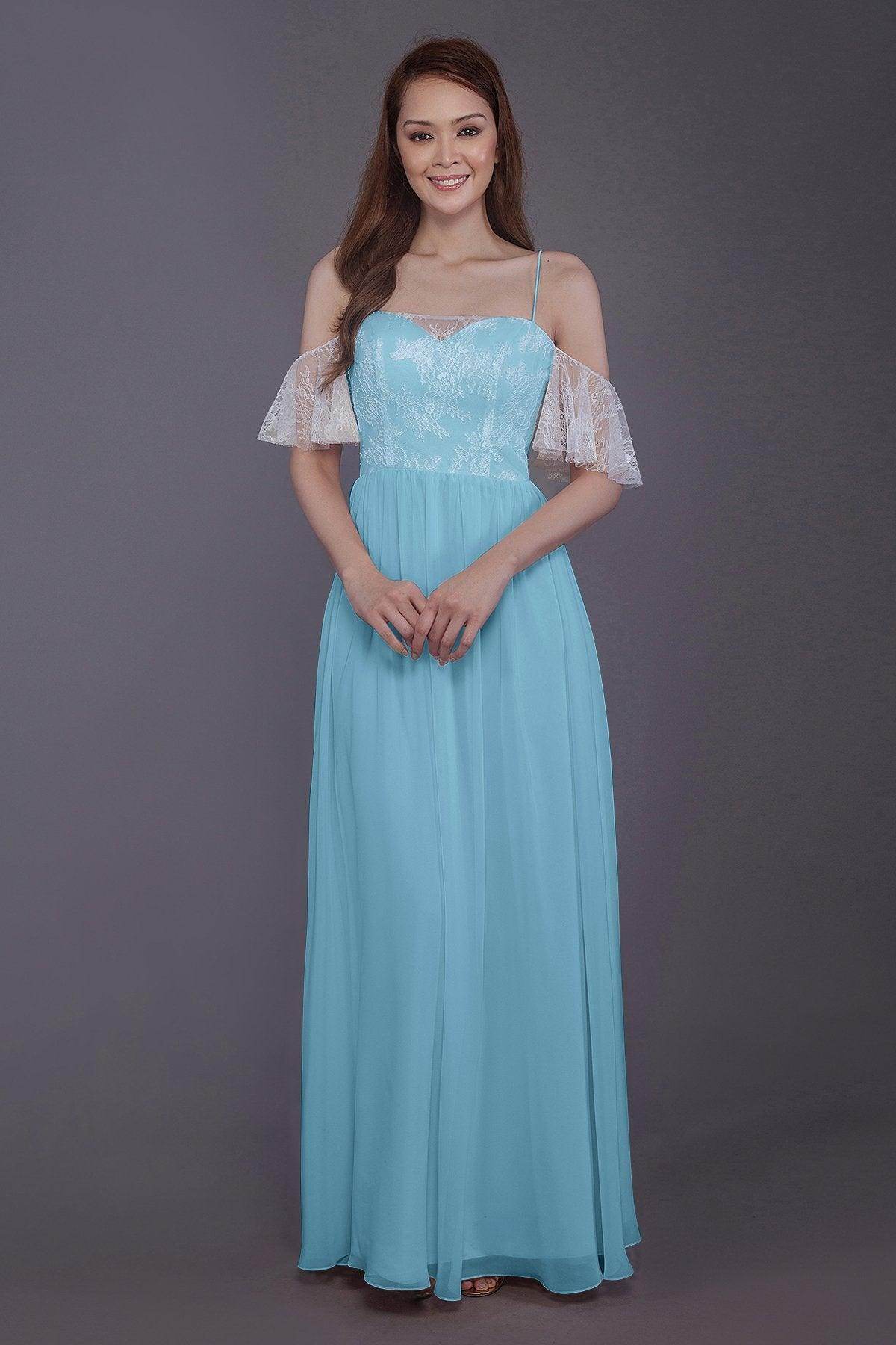 Sheath-Column Floor Length Chiffon Bridesmaid Dress PR3521 - COCOMELODY