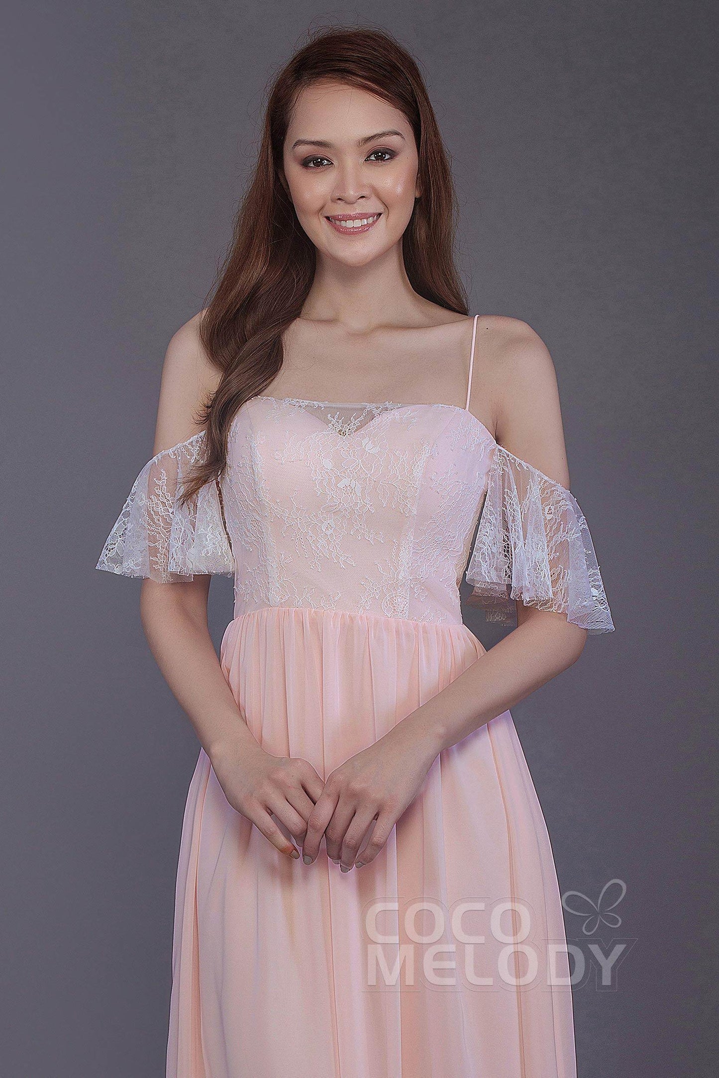 Sheath-Column Floor Length Chiffon Bridesmaid Dress PR3521 - COCOMELODY