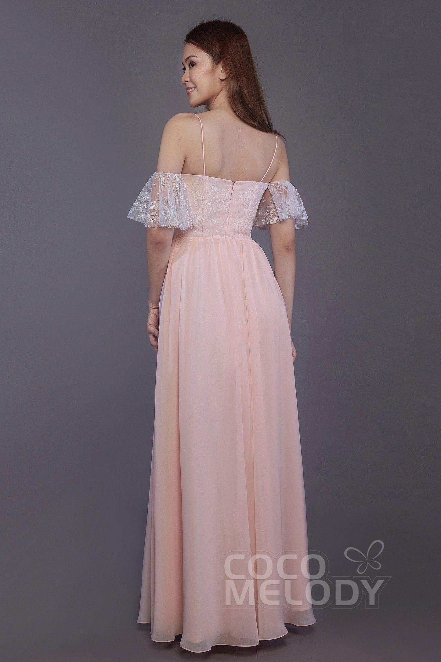 Sheath-Column Floor Length Chiffon Bridesmaid Dress PR3521 - COCOMELODY