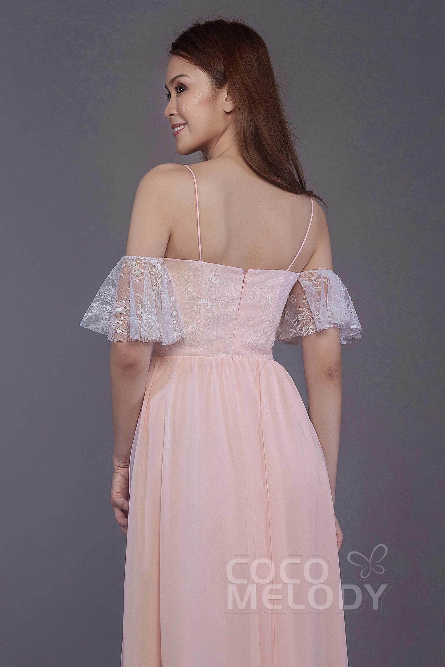 Sheath-Column Floor Length Chiffon Bridesmaid Dress PR3521 - COCOMELODY