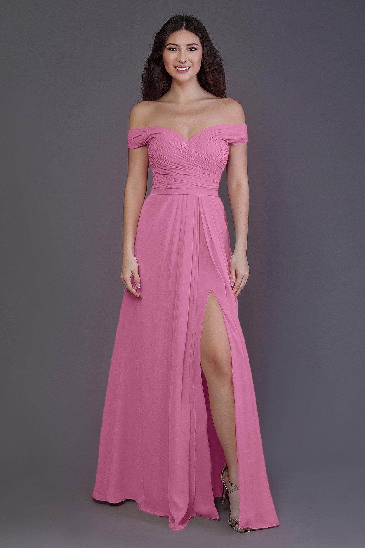 Sheath-Column Floor Length Chiffon Bridesmaid Dress PR3536PS - COCOMELODY