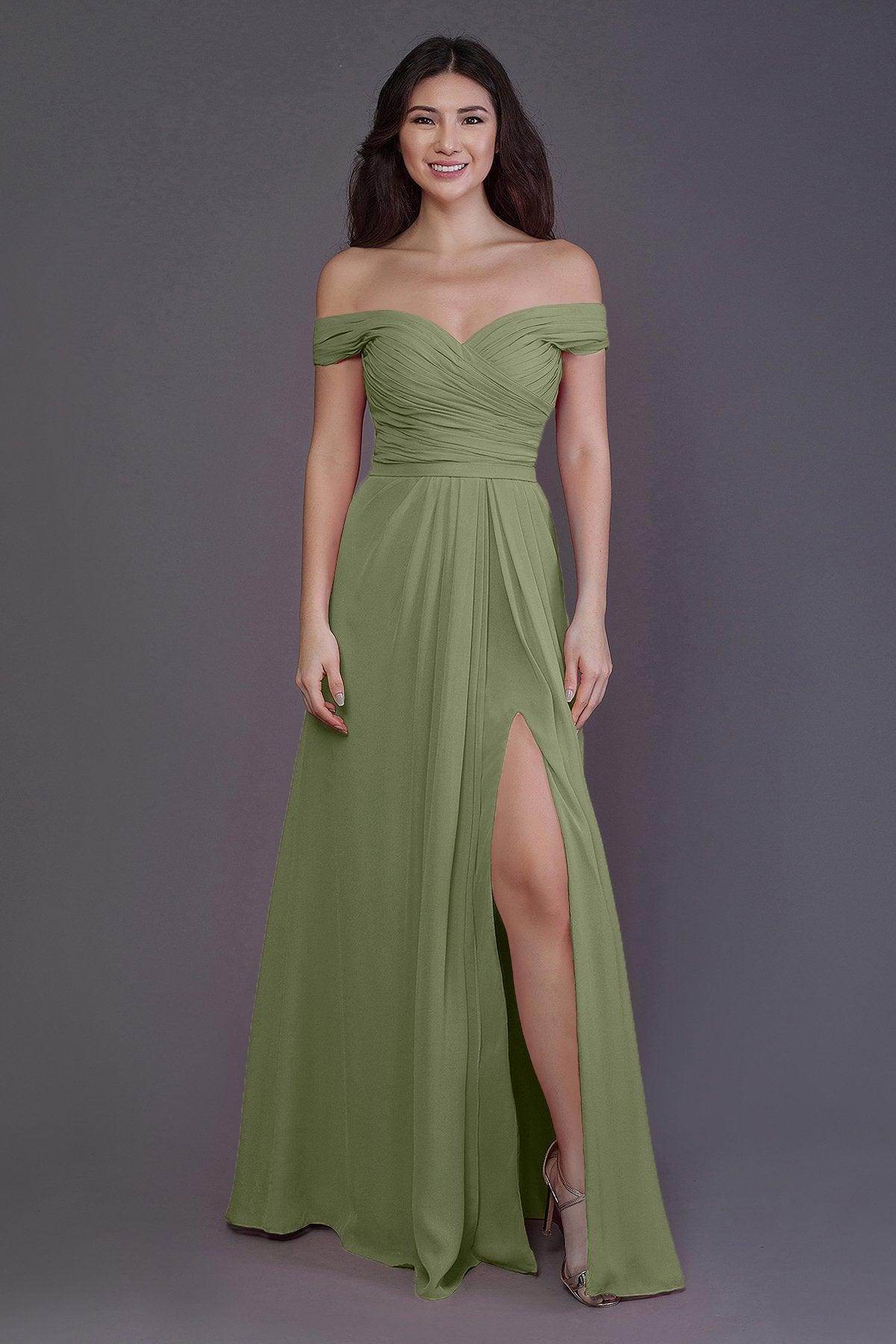 Sheath-Column Floor Length Chiffon Bridesmaid Dress PR3536PS - COCOMELODY