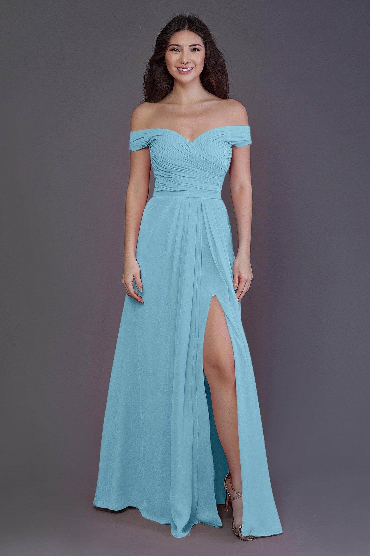 Sheath-Column Floor Length Chiffon Bridesmaid Dress PR3536PS - COCOMELODY