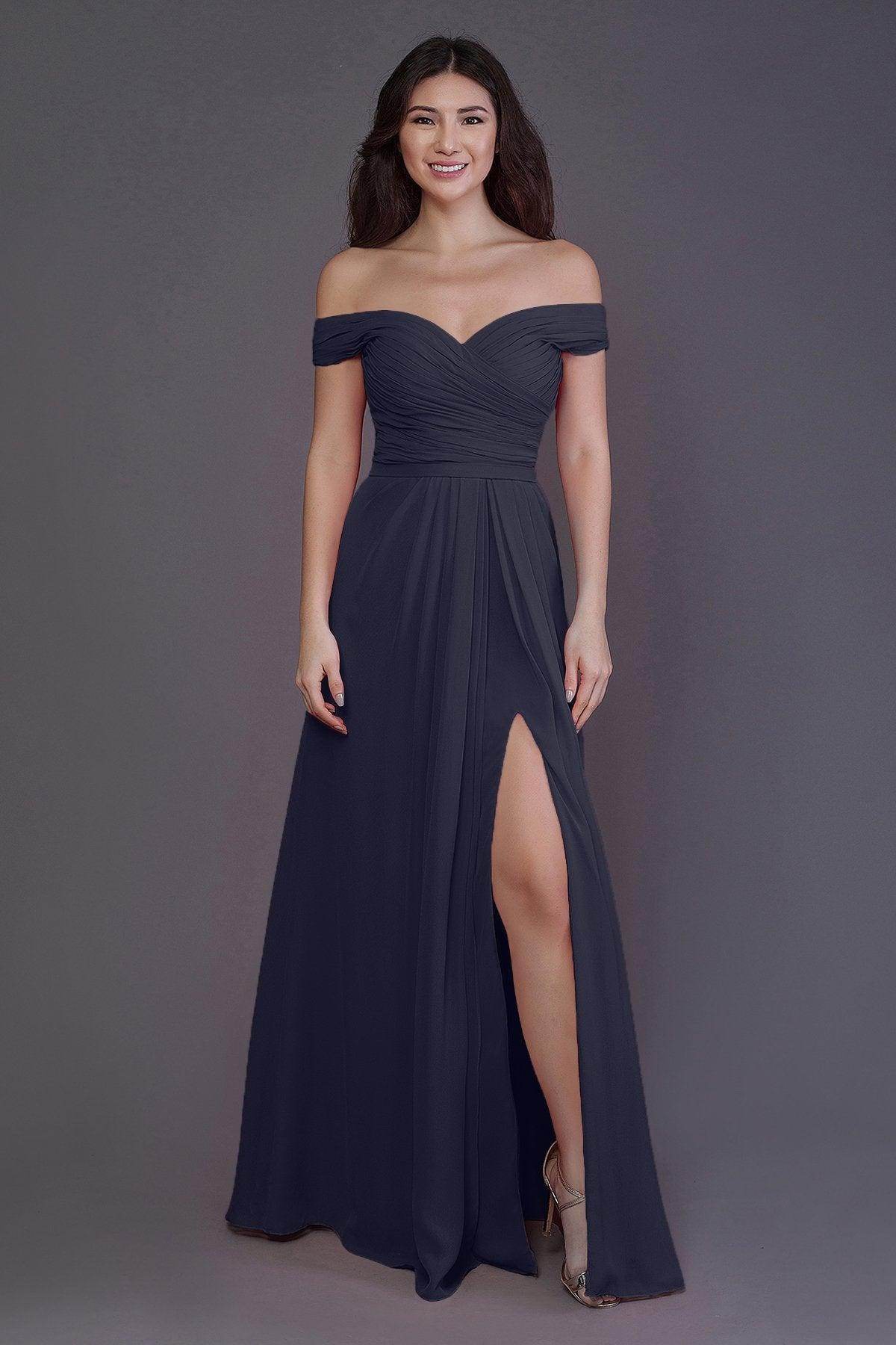 Sheath-Column Floor Length Chiffon Bridesmaid Dress PR3536PS - COCOMELODY
