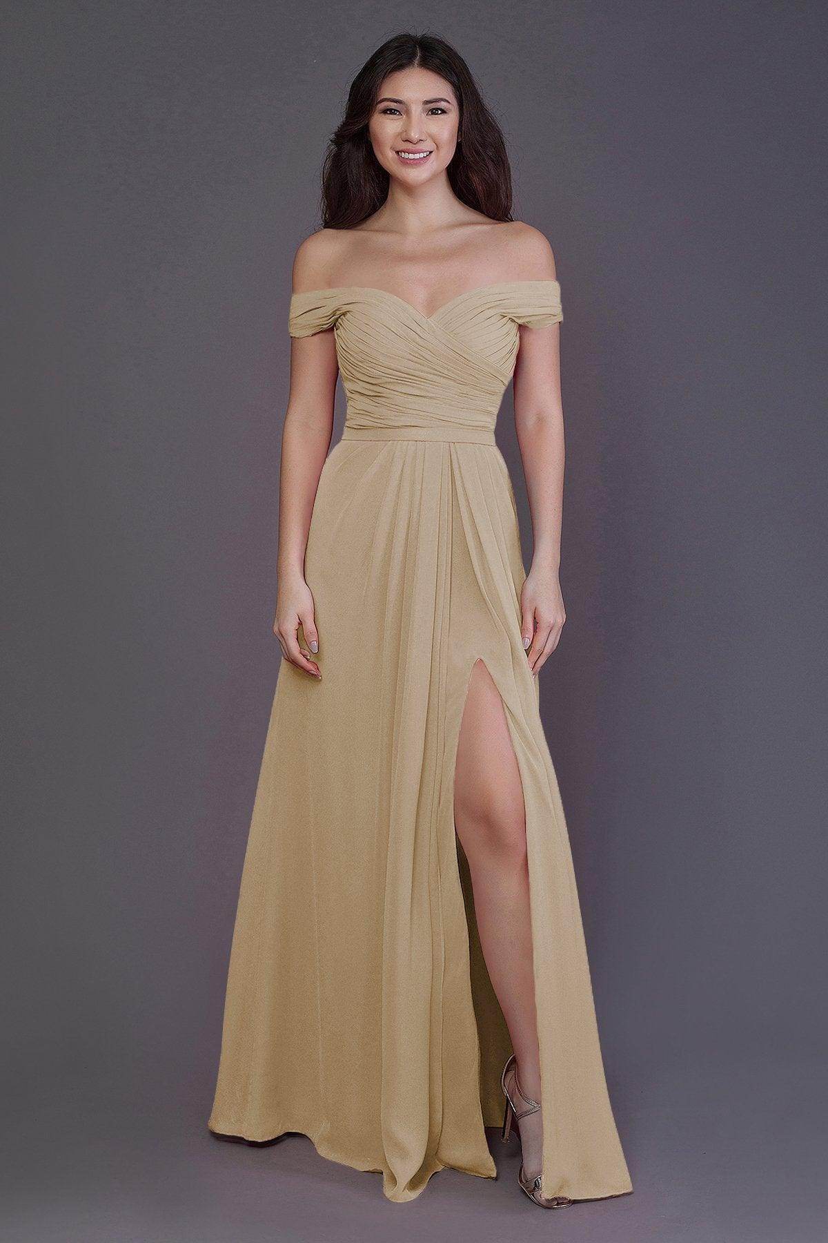 Sheath-Column Floor Length Chiffon Bridesmaid Dress PR3536PS - COCOMELODY