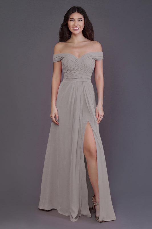 Sheath-Column Floor Length Chiffon Bridesmaid Dress PR3536