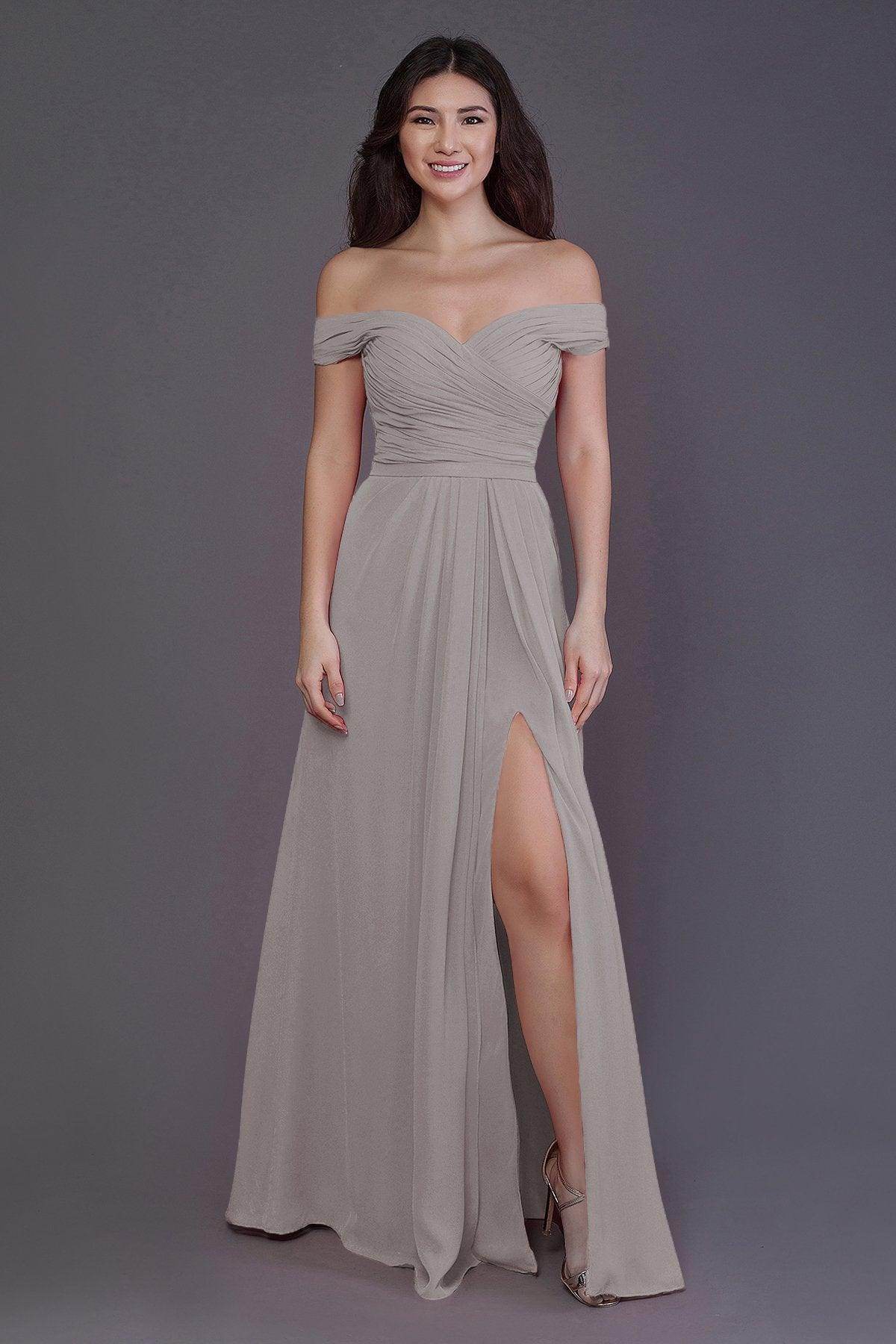 Sheath-Column Floor Length Chiffon Bridesmaid Dress PR3536PS - COCOMELODY