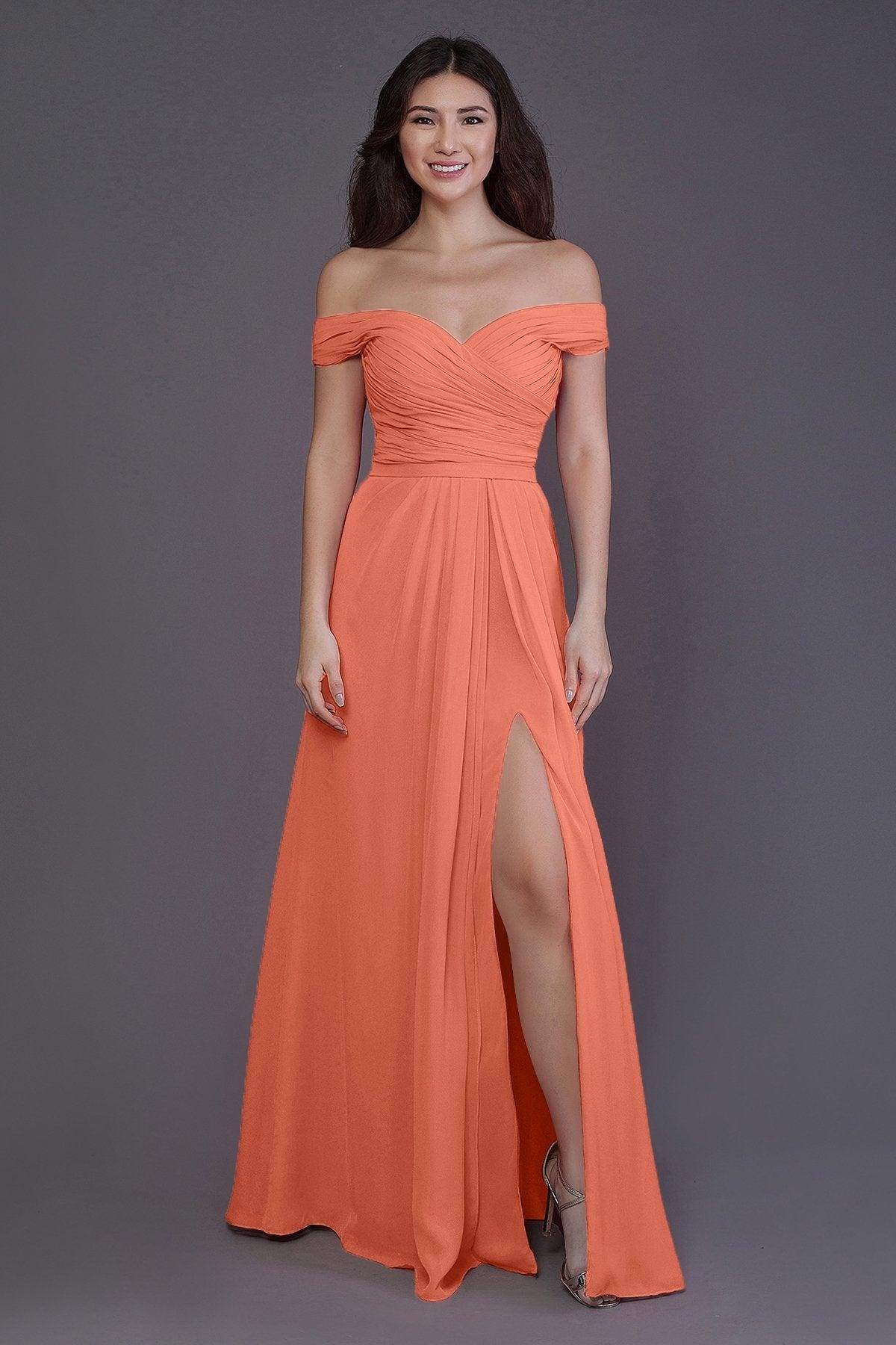 Sheath-Column Floor Length Chiffon Bridesmaid Dress PR3536PS - COCOMELODY