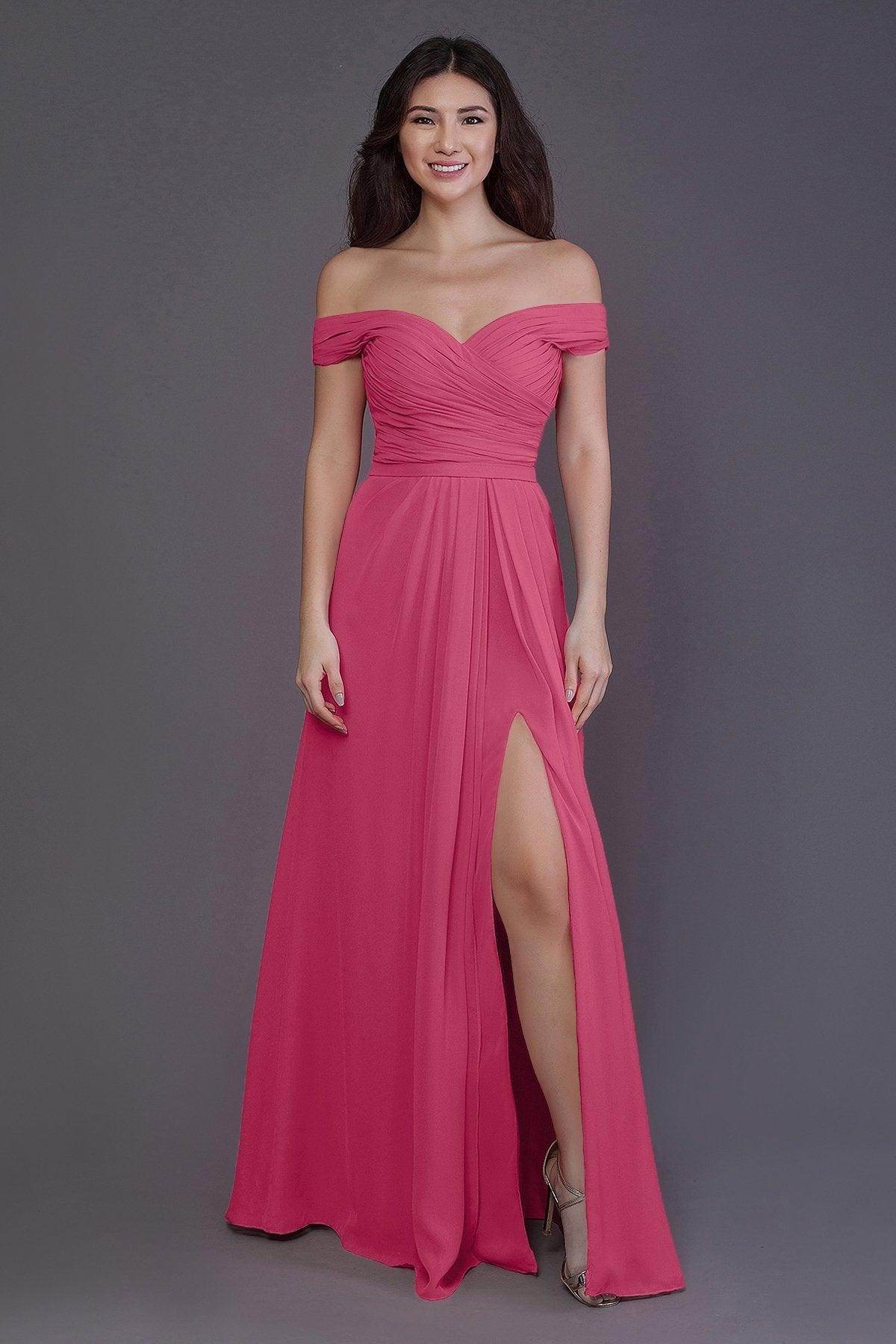 Sheath-Column Floor Length Chiffon Bridesmaid Dress PR3536PS - COCOMELODY