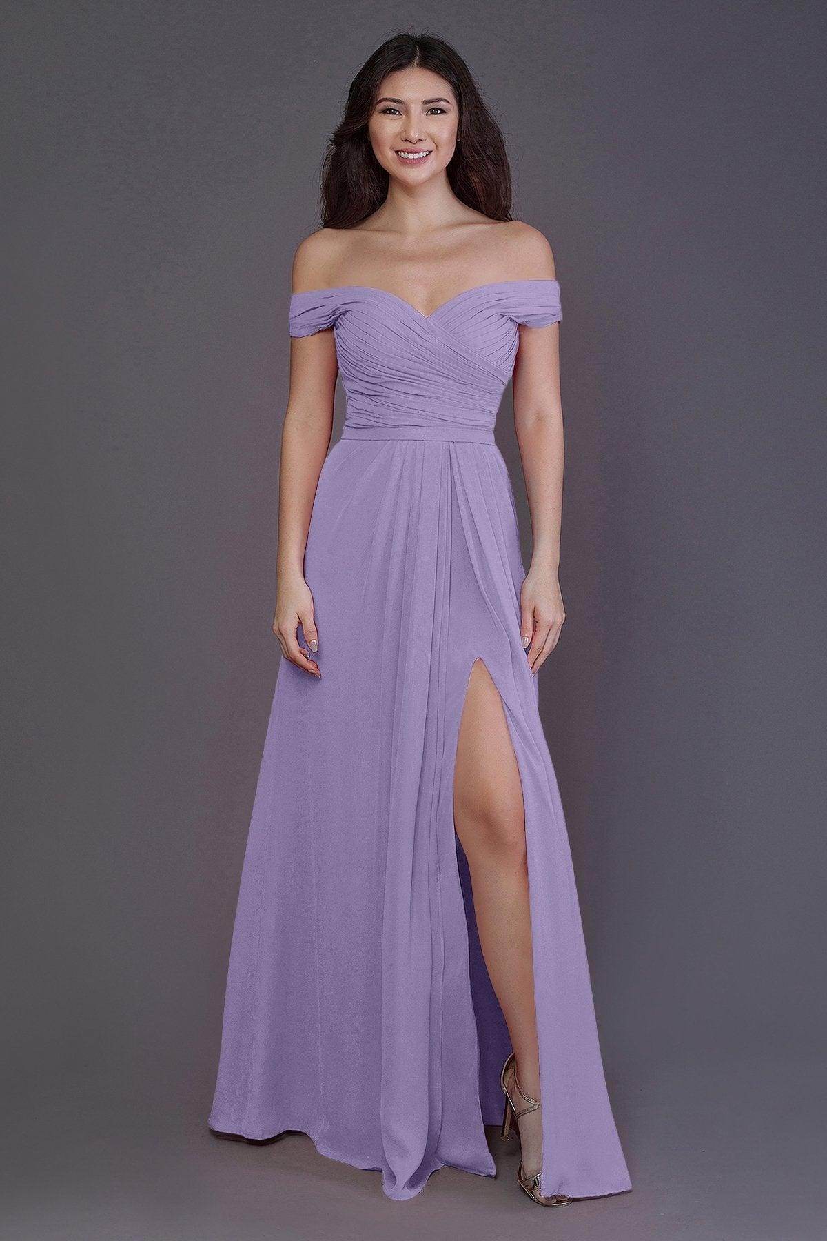 Sheath-Column Floor Length Chiffon Bridesmaid Dress PR3536PS - COCOMELODY