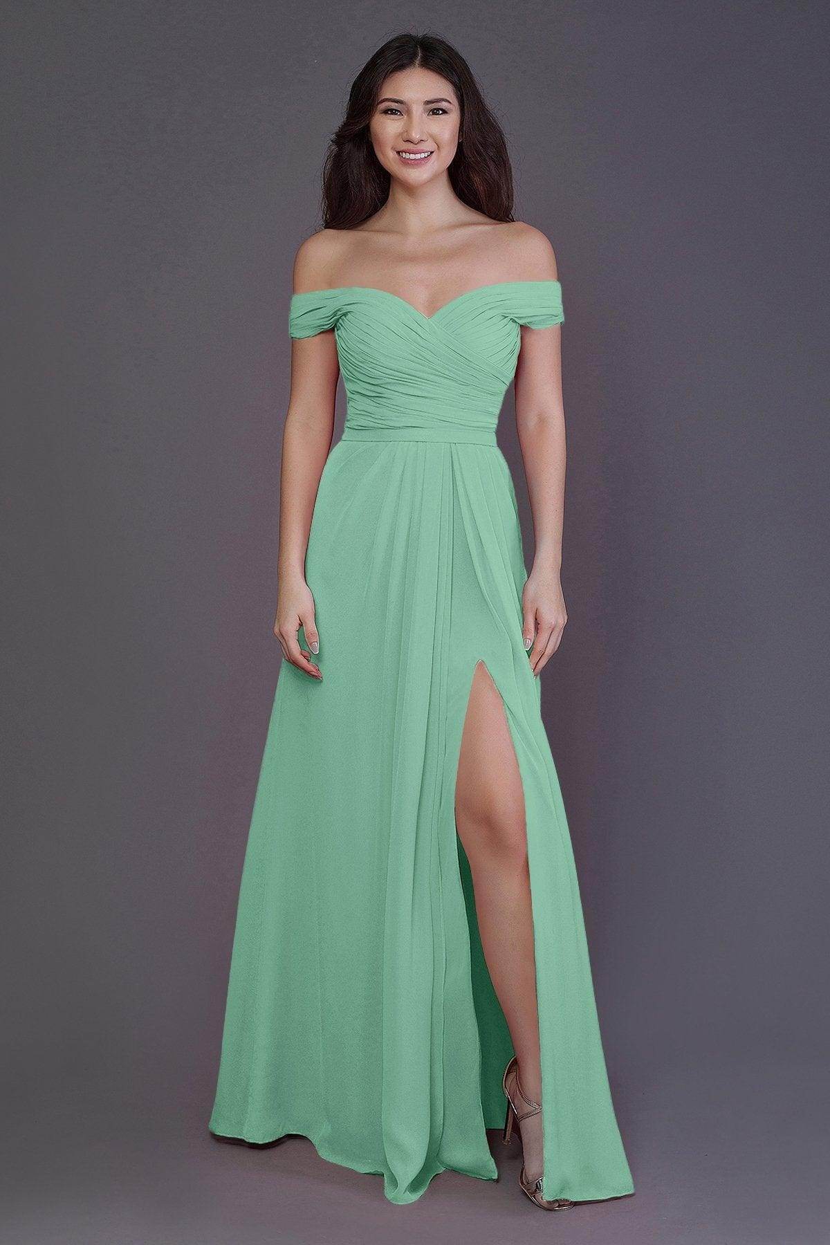 Sheath-Column Floor Length Chiffon Bridesmaid Dress PR3536PS - COCOMELODY