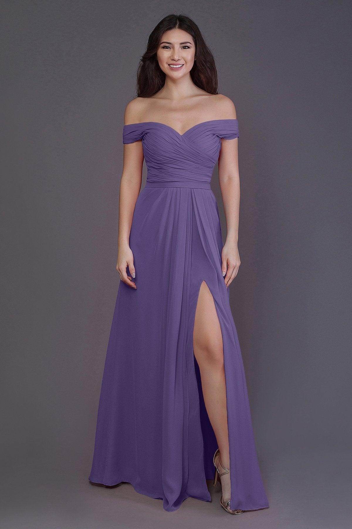 Sheath-Column Floor Length Chiffon Bridesmaid Dress PR3536PS - COCOMELODY