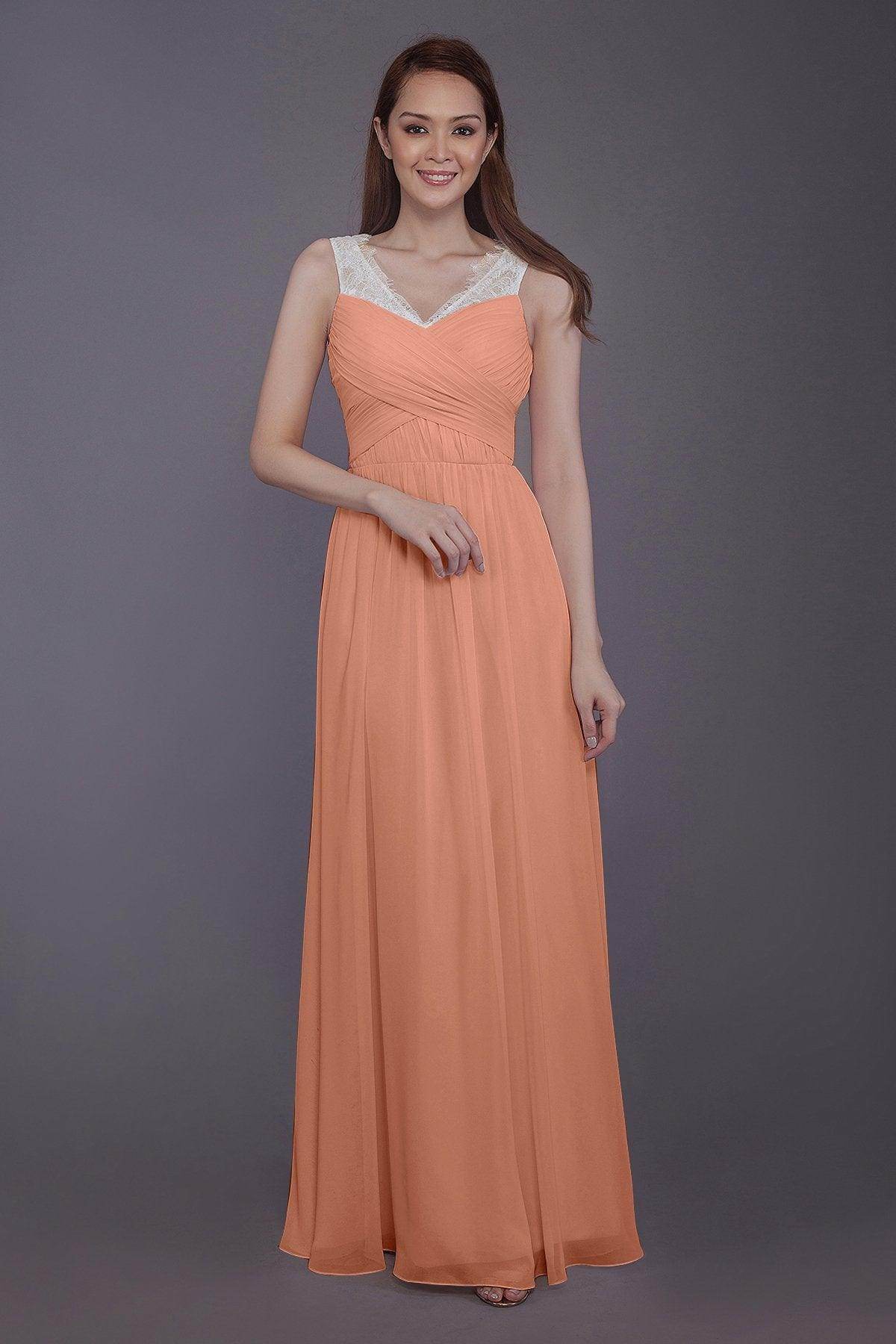 Sheath-Column Floor Length Chiffon Bridesmaid Dress PR3542 - COCOMELODY