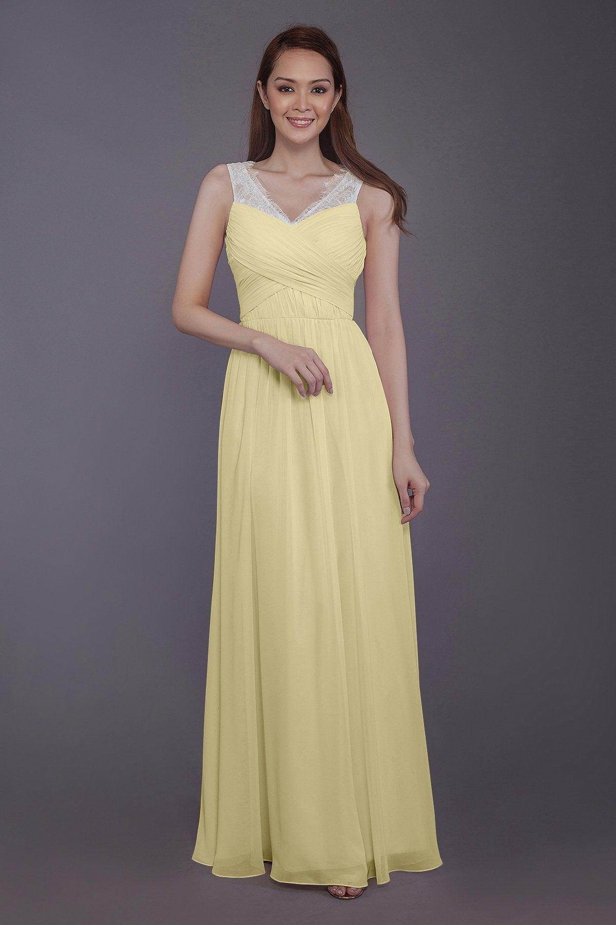 Sheath-Column Floor Length Chiffon Bridesmaid Dress PR3542 - COCOMELODY