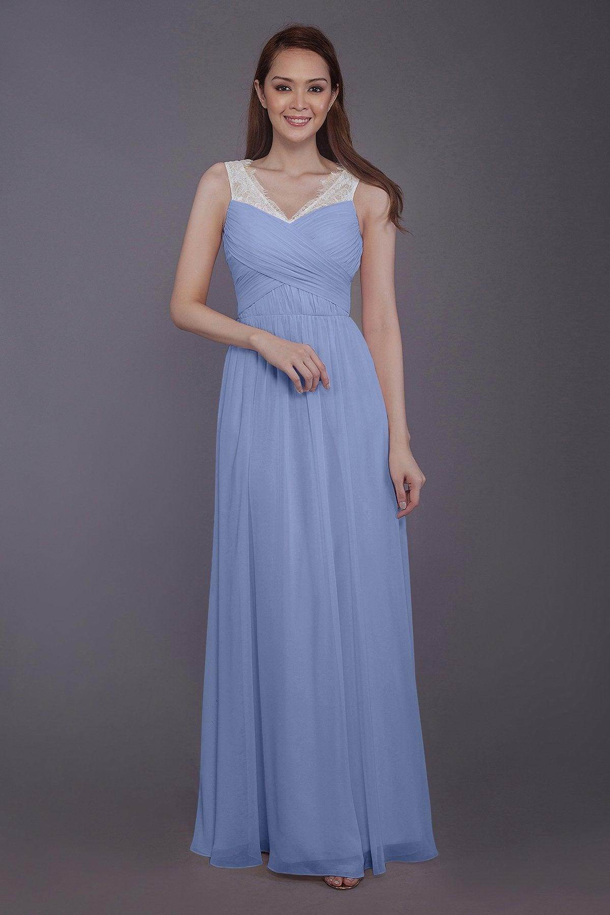 Sheath-Column Floor Length Chiffon Bridesmaid Dress PR3542 - COCOMELODY