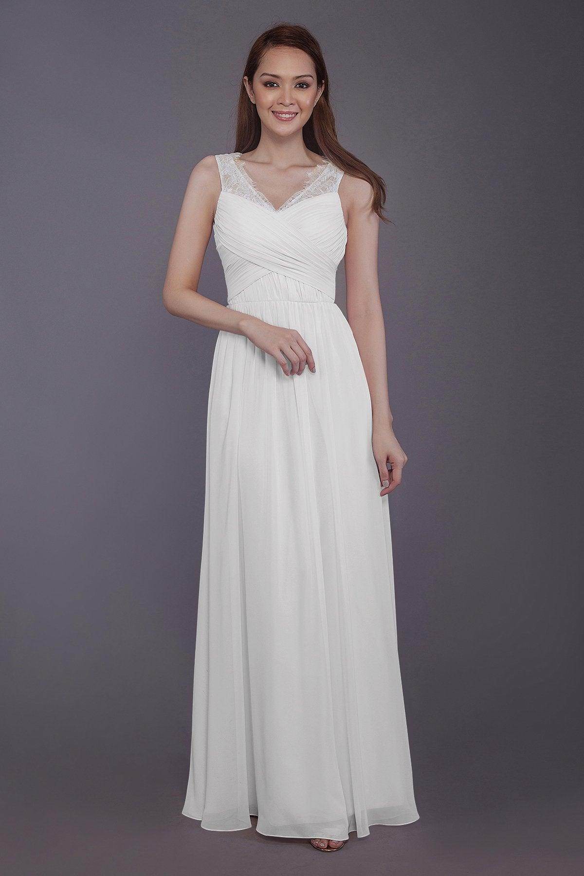 Sheath-Column Floor Length Chiffon Bridesmaid Dress PR3542 - COCOMELODY