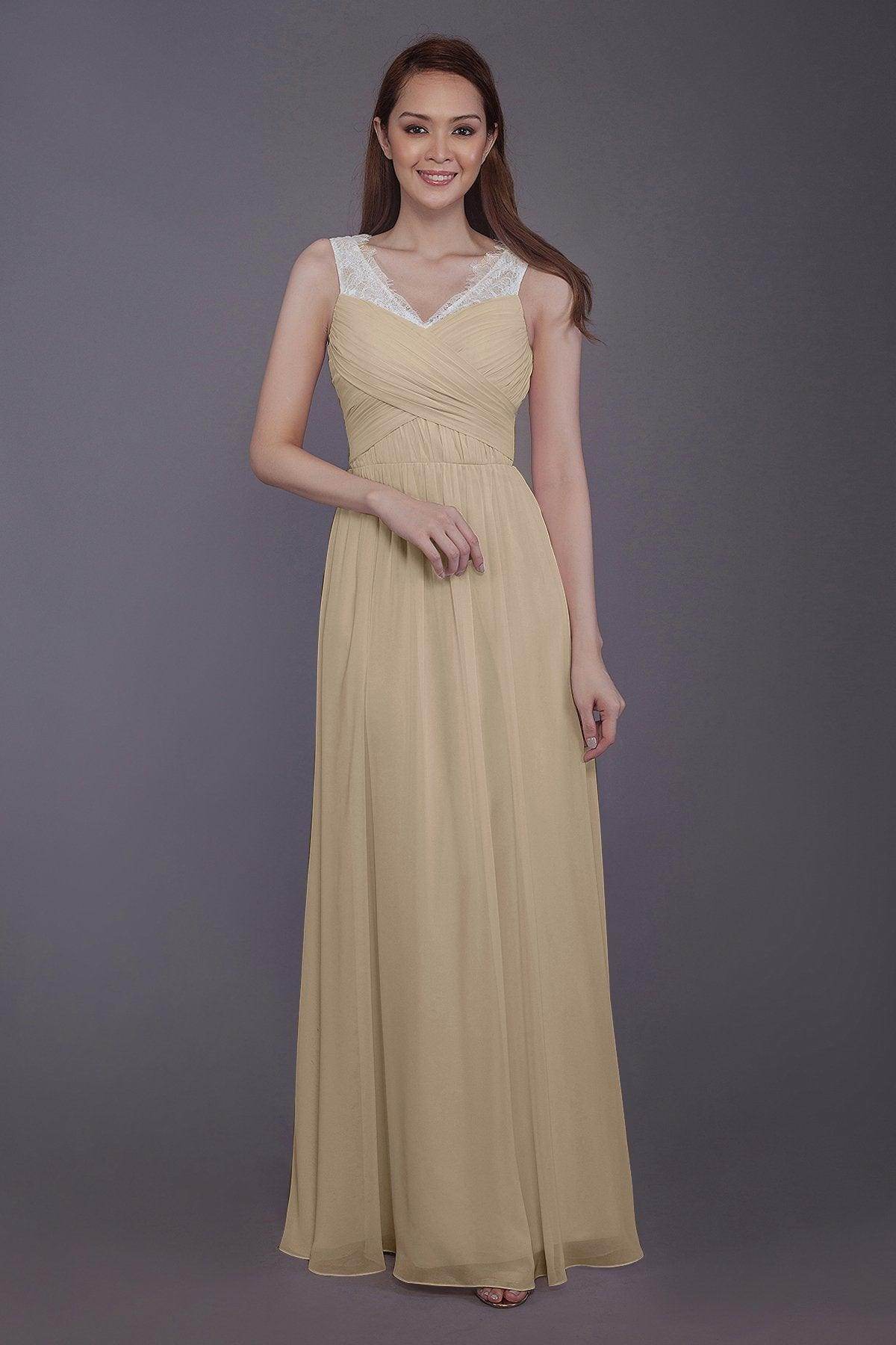 Sheath-Column Floor Length Chiffon Bridesmaid Dress PR3542 - COCOMELODY