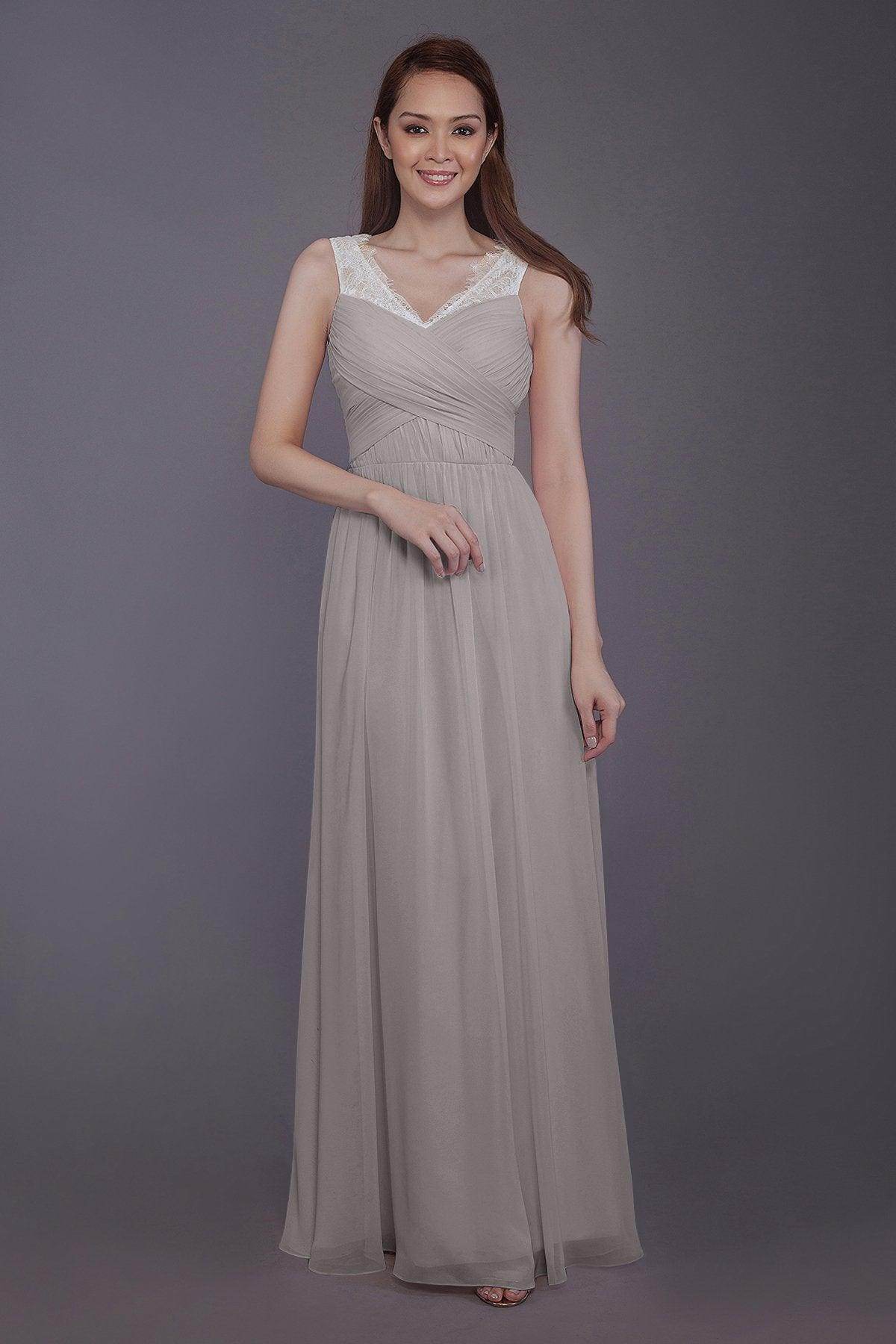Sheath-Column Floor Length Chiffon Bridesmaid Dress PR3542 - COCOMELODY