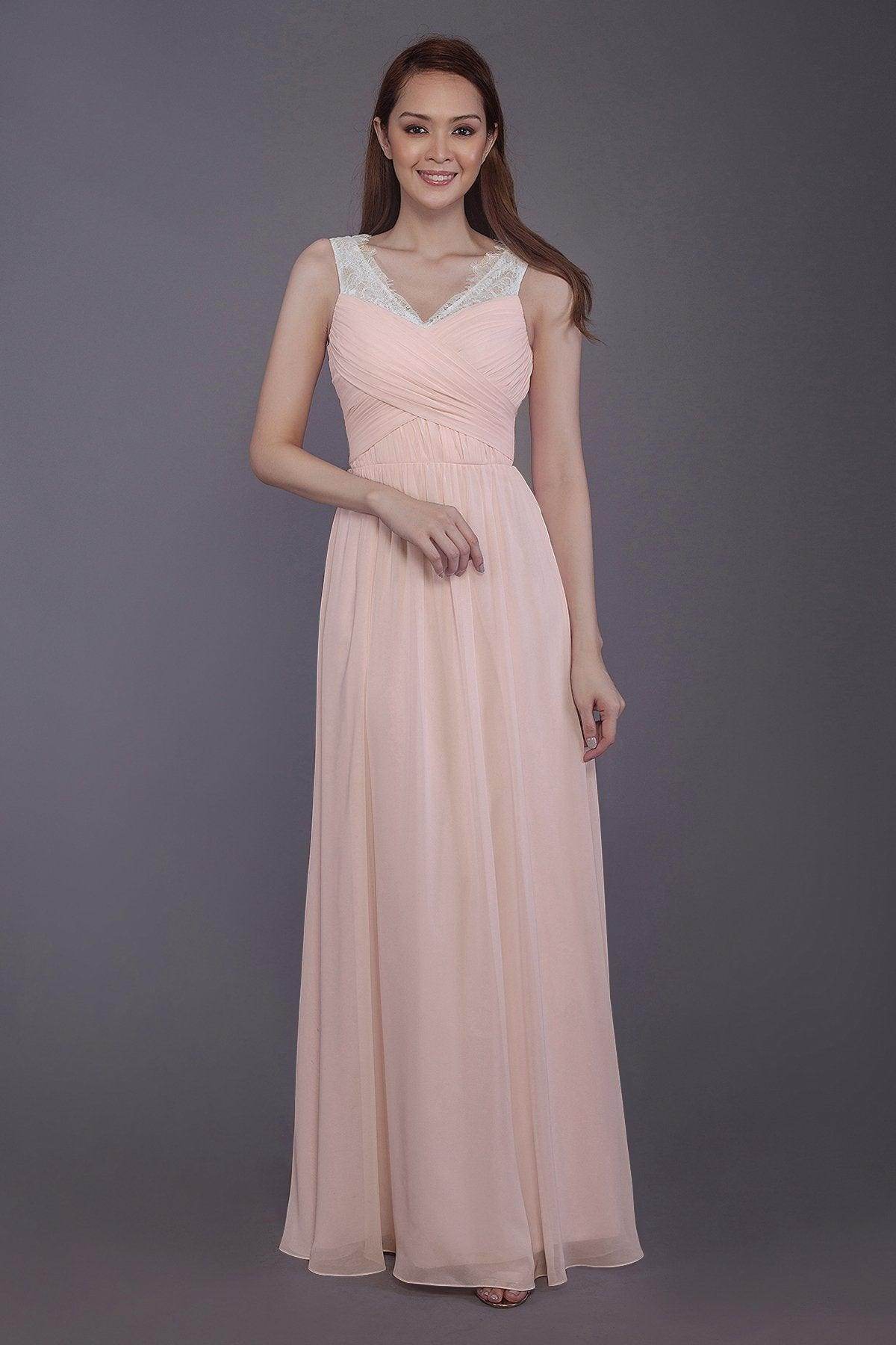 Sheath-Column Floor Length Chiffon Bridesmaid Dress PR3542 - COCOMELODY